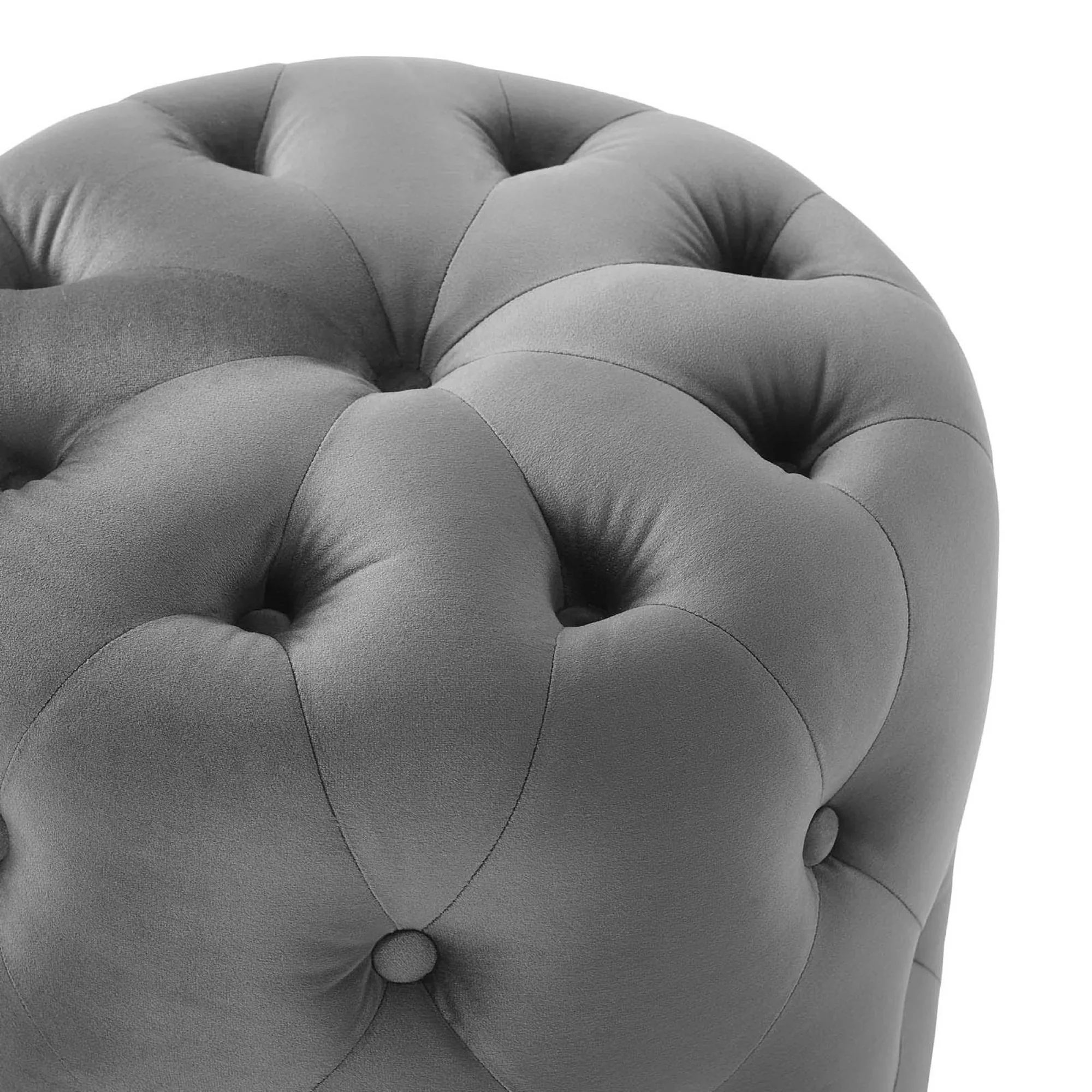 Amour Tufted Button Round Performance Velvet Ottoman - Image 17