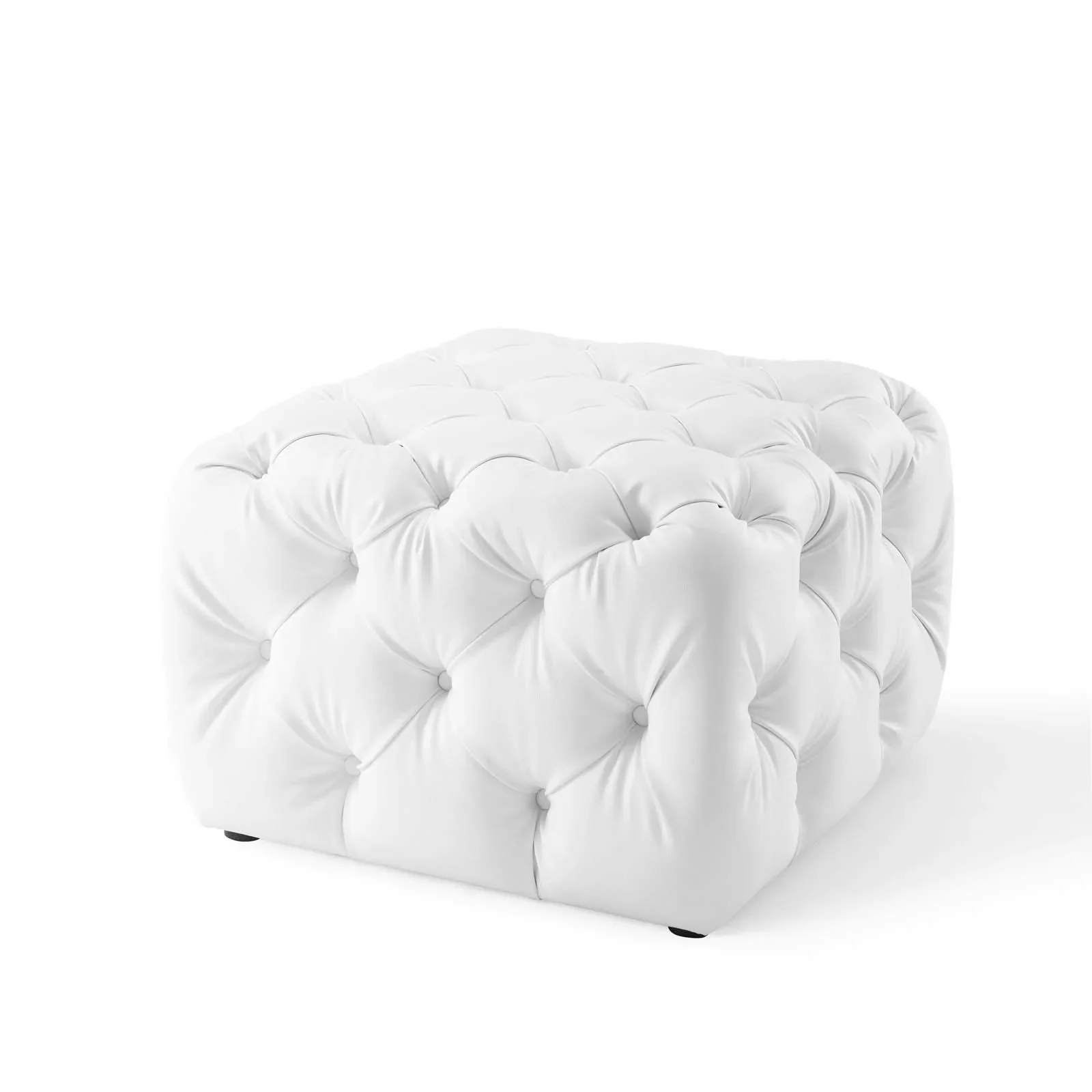 Amour Tufted Button Square Faux Leather Ottoman - Image 5