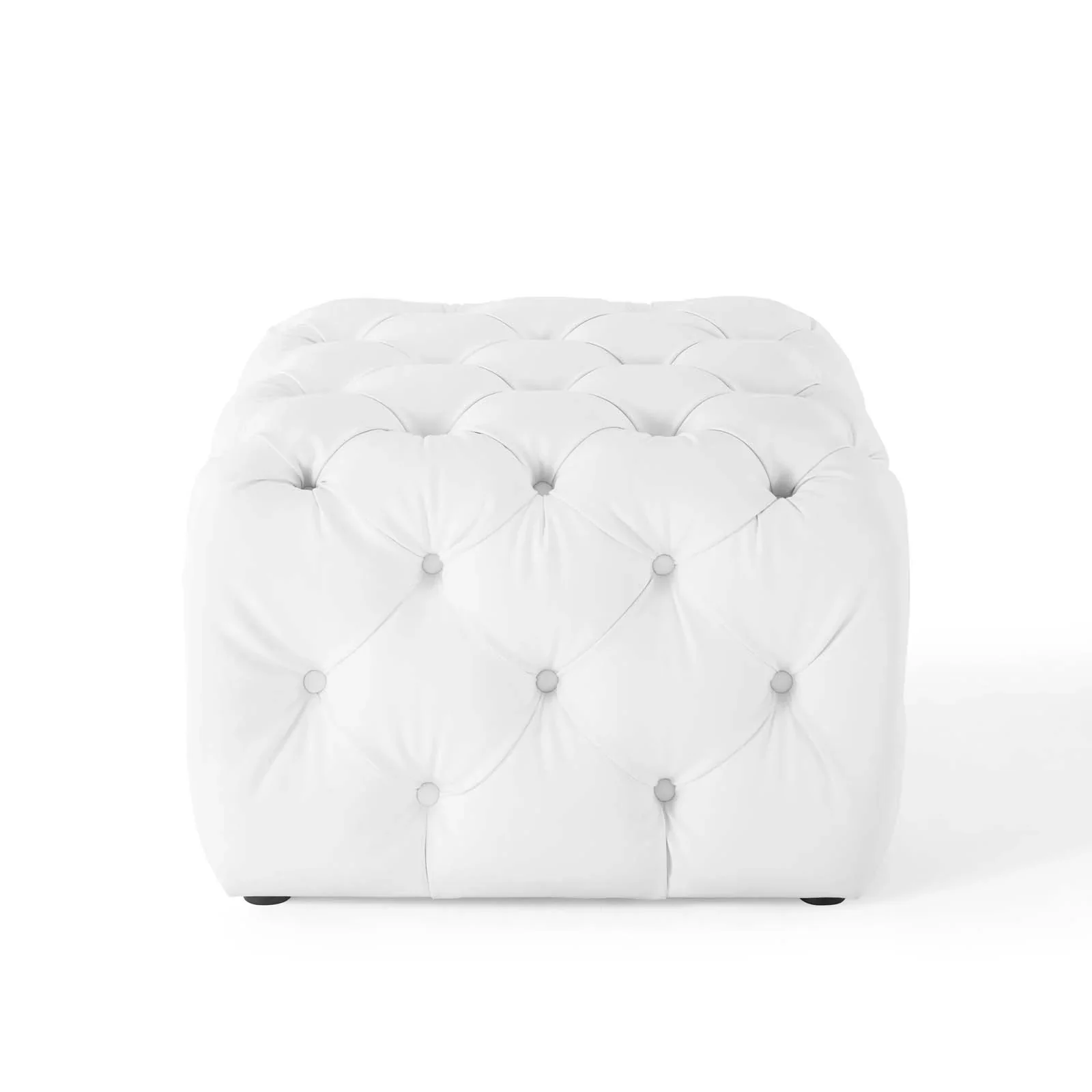 Amour Tufted Button Square Faux Leather Ottoman - Image 6