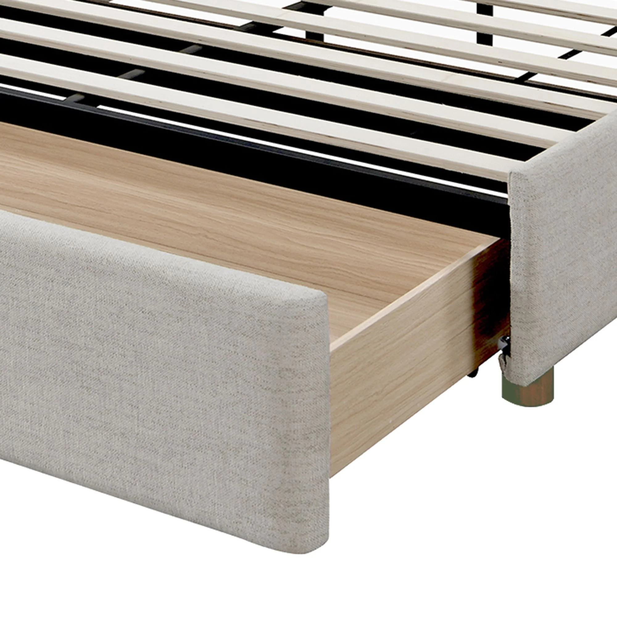 Andover 60" Queen Platform Bed with Drawer in Oat - Image 6
