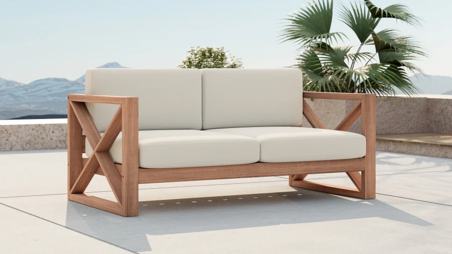 Anguilla Water Resistant Fabric Upholsetered Outdoor Patio Loveseat - Image 19