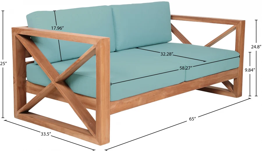 Anguilla Water Resistant Fabric Upholsetered Outdoor Patio Loveseat - Image 35