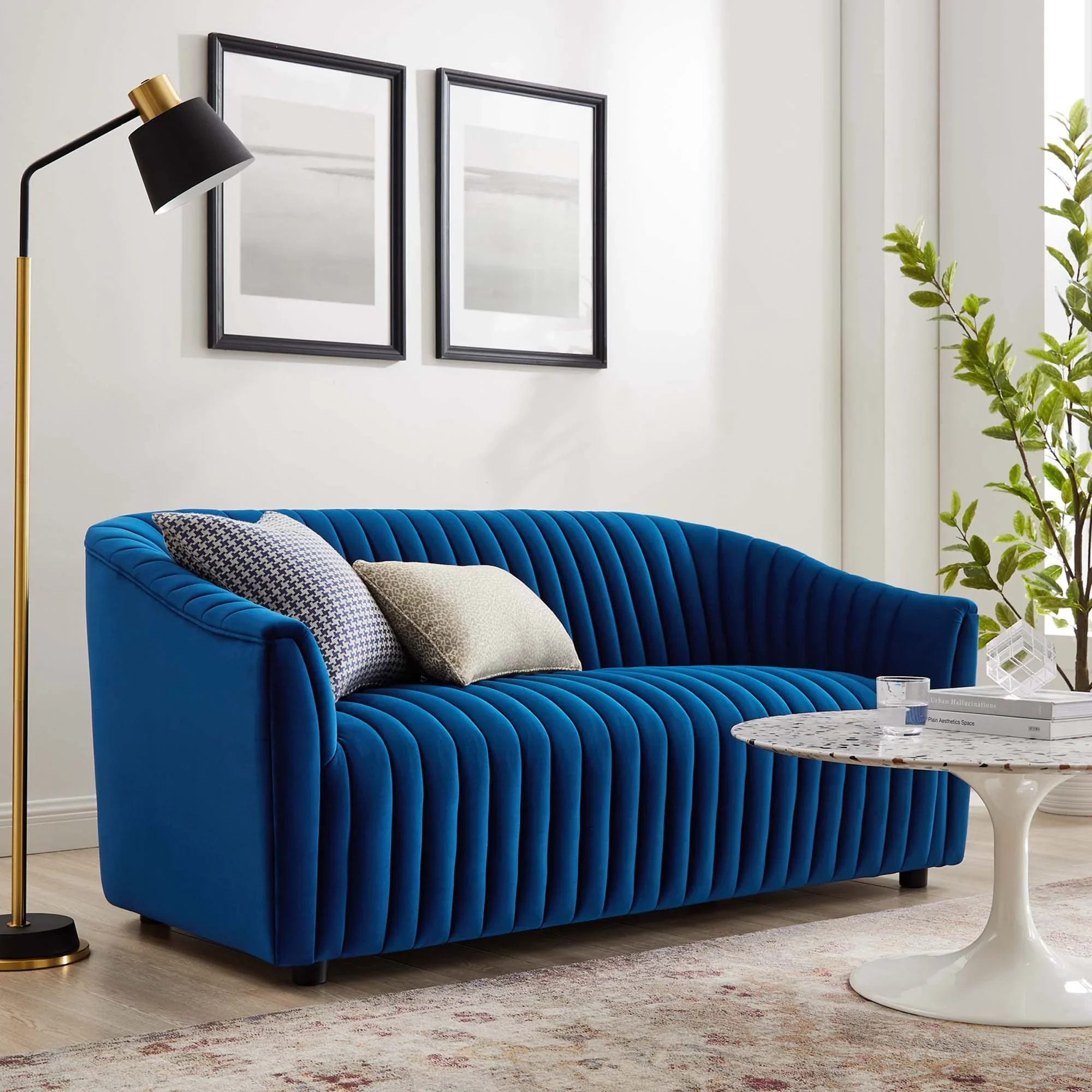 Announce Performance Velvet Channel Tufted Loveseat - Image 2