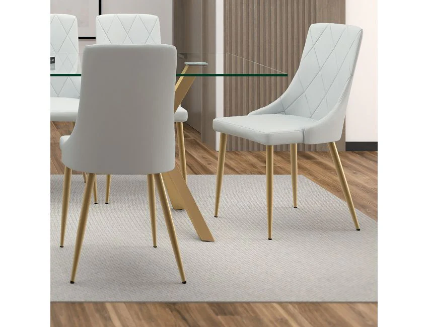 Antoine Dining Chair, set of 2, in Light Grey and Aged Gold - Image 2