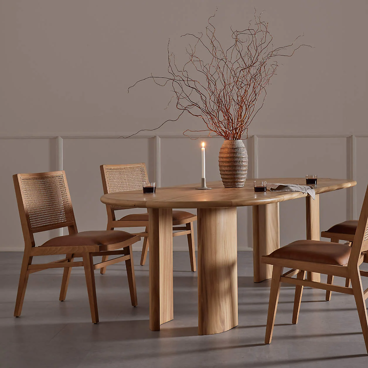 Dalton Leather and Cane Dining Chair - Image 16