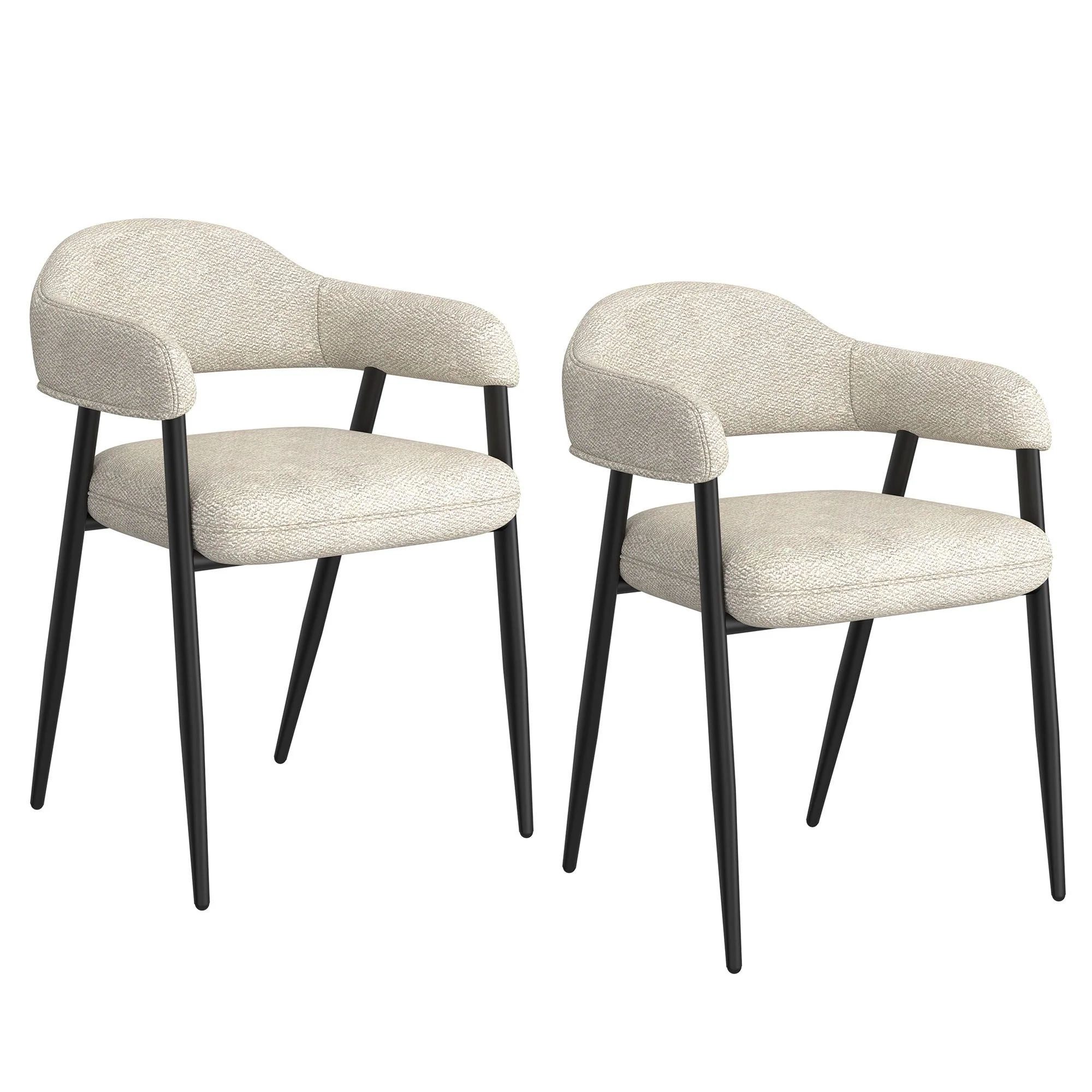 Archer Dining Chair, set of 2, in Beige Fabric and Black - Image 7