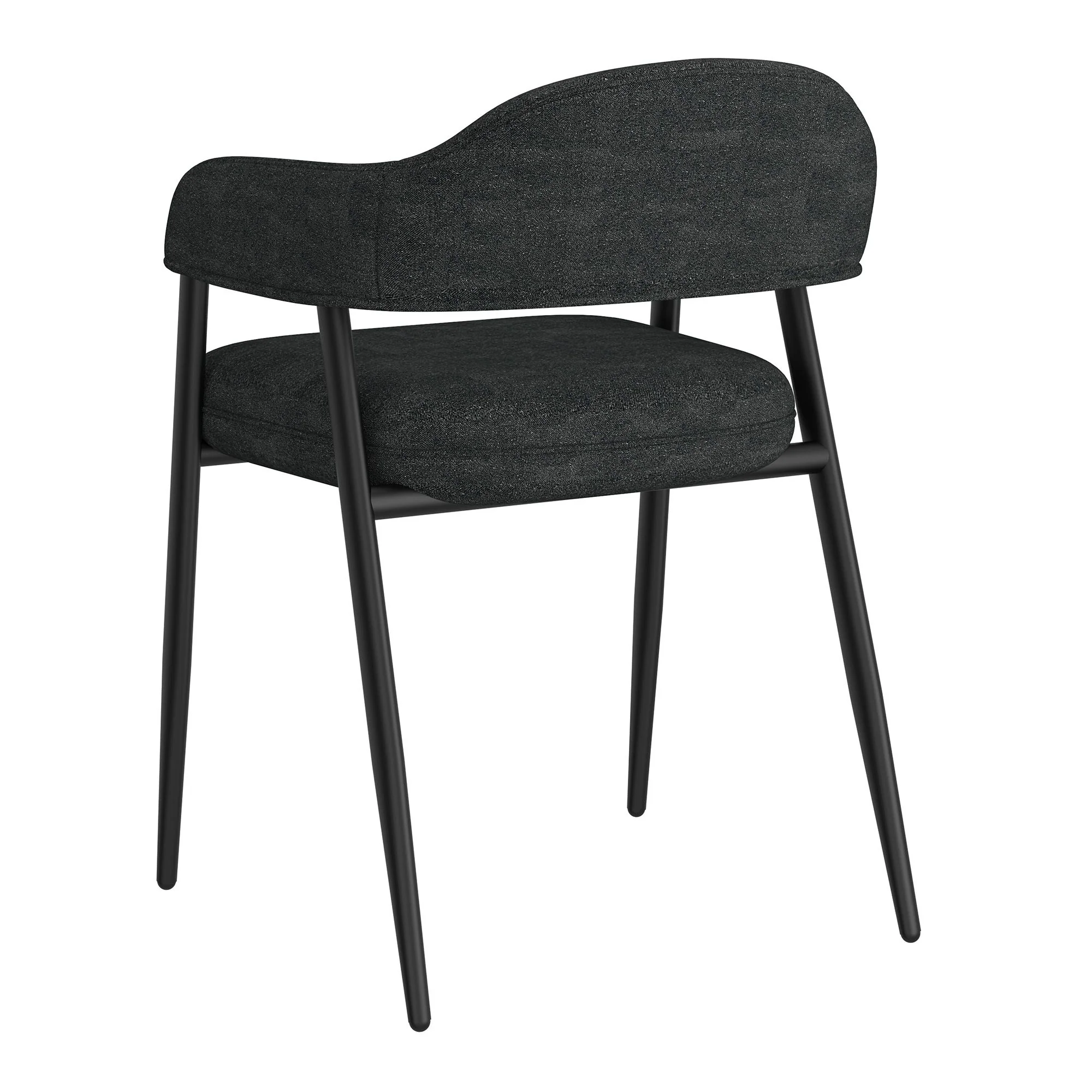 Archer Dining Chair, set of 2, in Charcoal Fabric and Black - Image 3