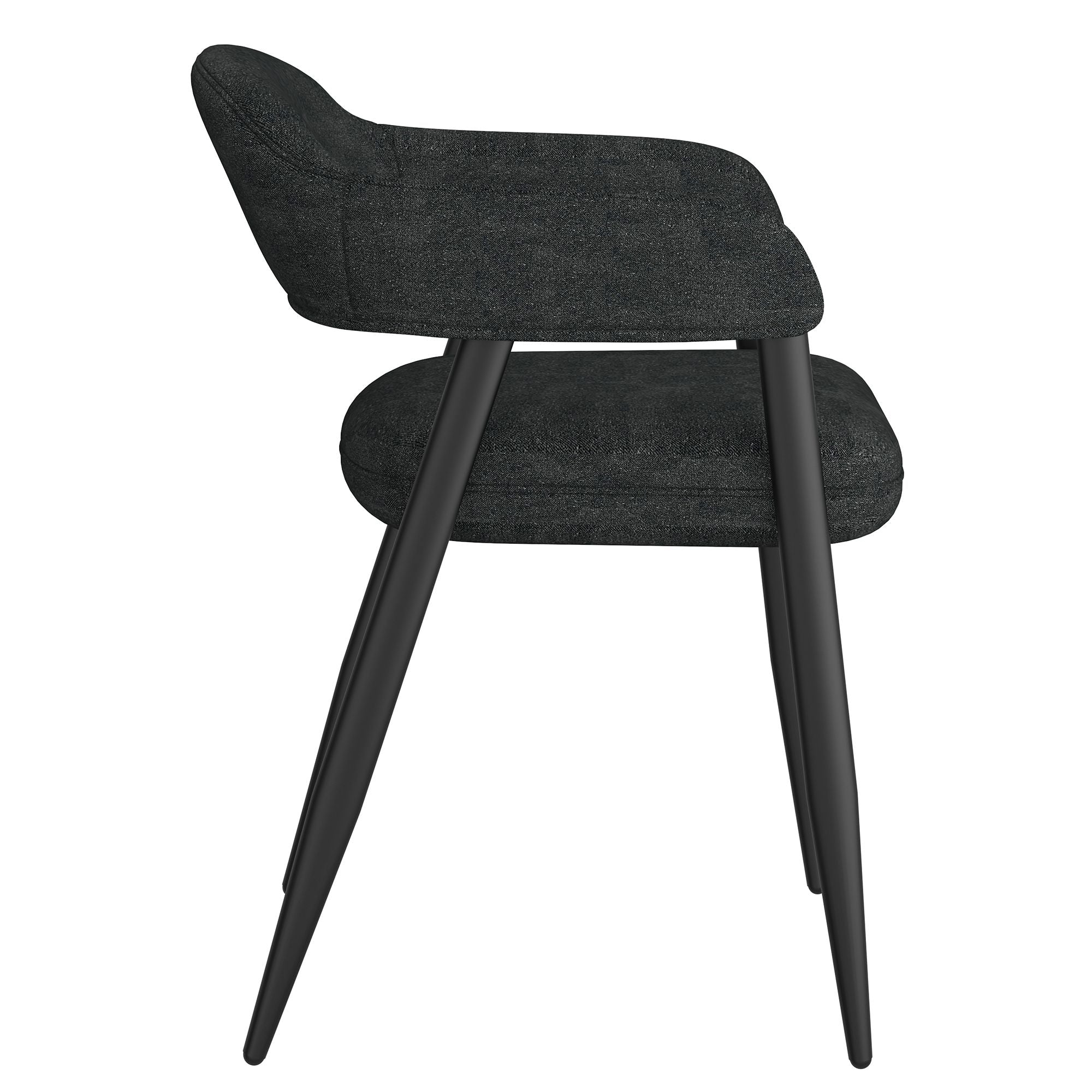 Archer Dining Chair, set of 2, in Charcoal Fabric and Black - Image 4