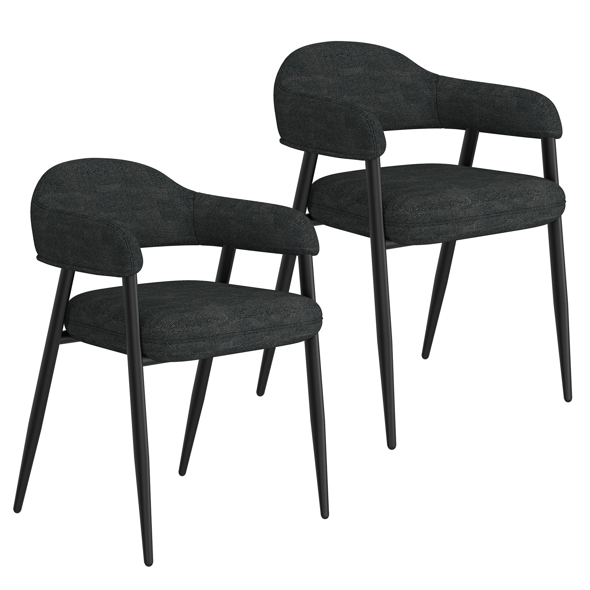 Archer Dining Chair, set of 2, in Charcoal Fabric and Black - Image 6