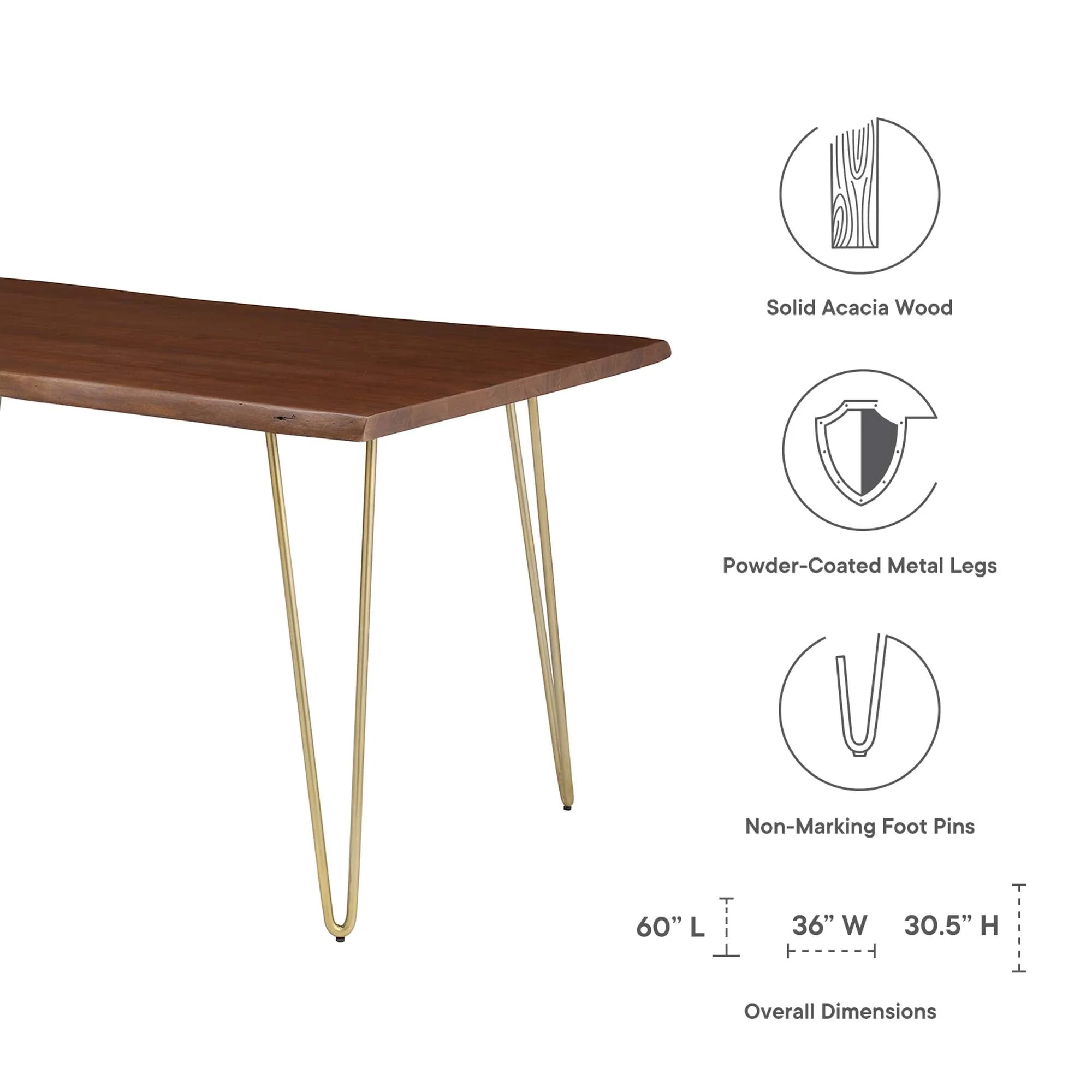 Ardor 74" Live Edge Acacia Wood Acacia Wood Dining Table - Image 20