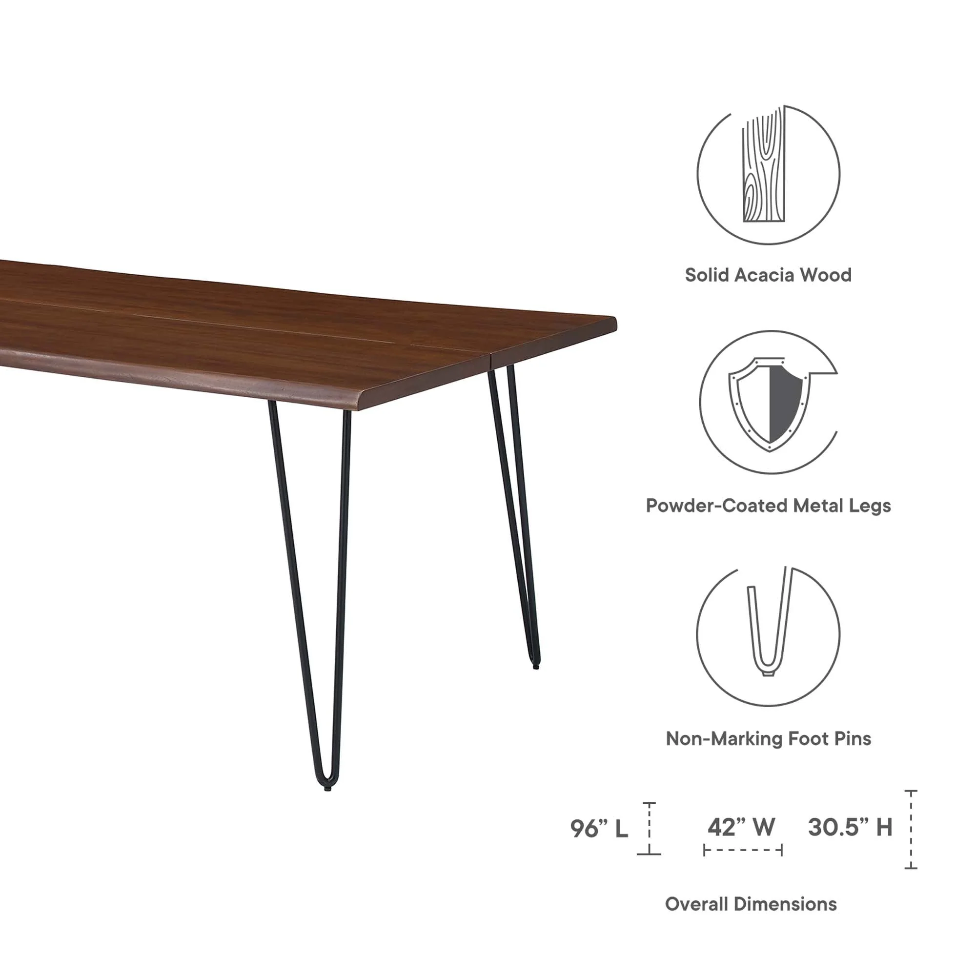 Ardor 96" Live Edge Acacia Wood Acacia Wood Dining Table - Image 10