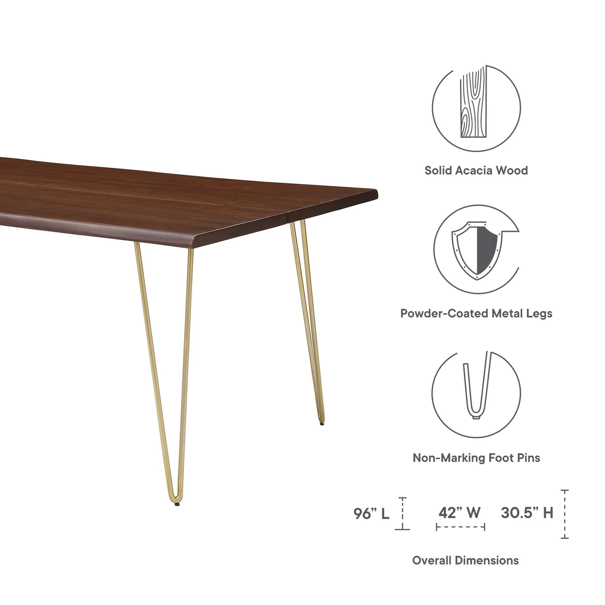 Ardor 96" Live Edge Acacia Wood Acacia Wood Dining Table - Image 21