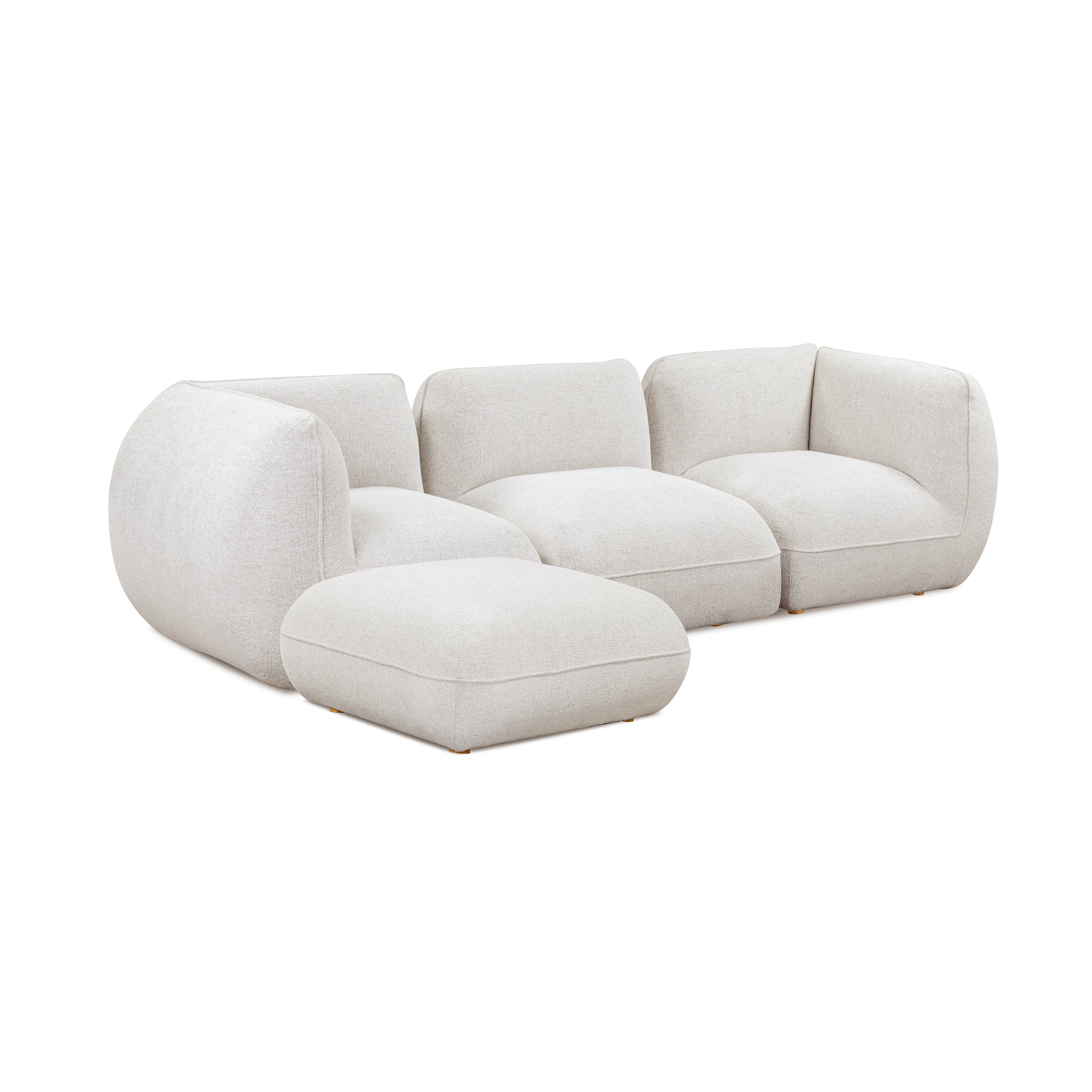 Arezza 4-Piece Stone White Contract-Grade Basketweave Chenille Modular Sectional - Image 3