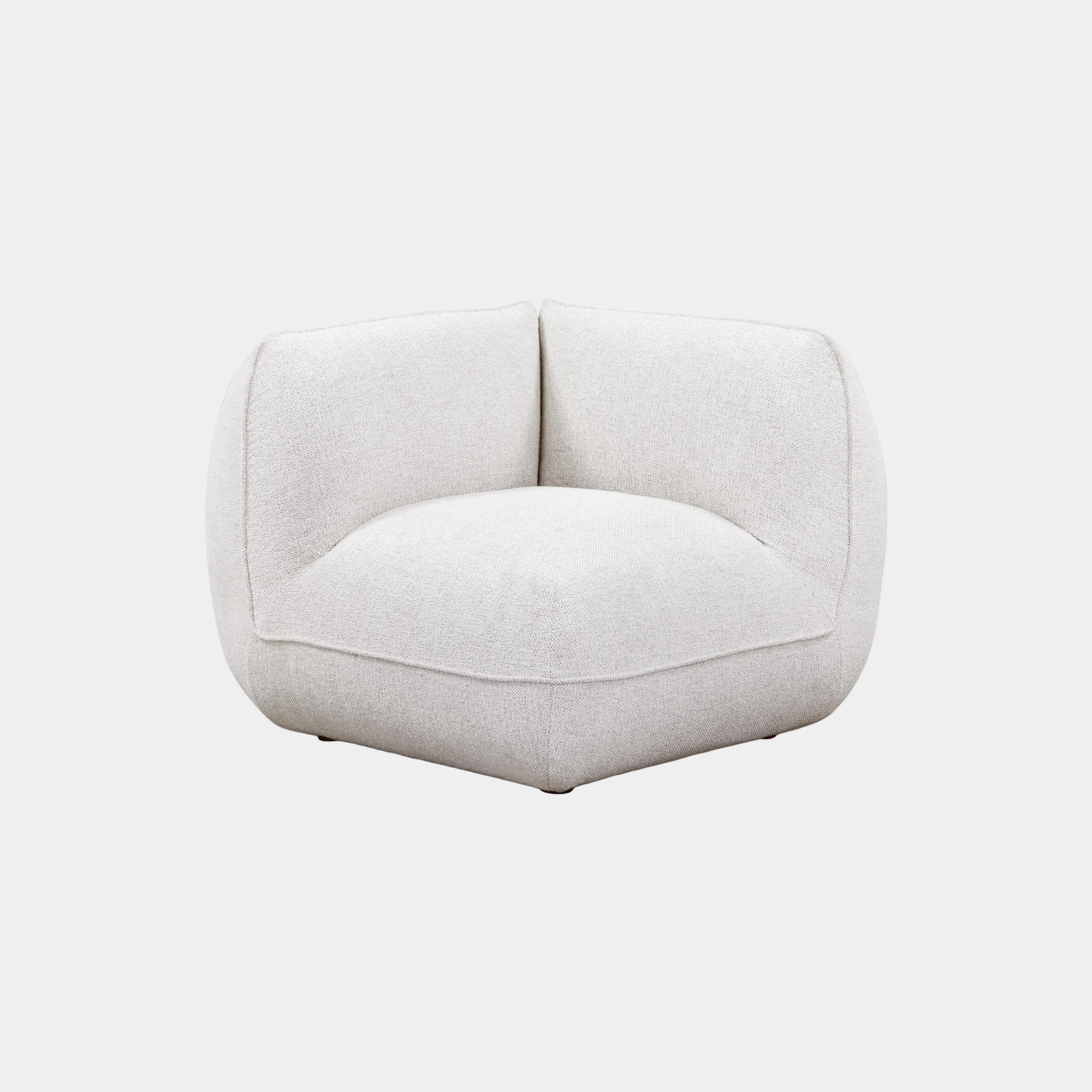 Arezza Stone White Contract-Grade Basketweave Chenille Corner Chair