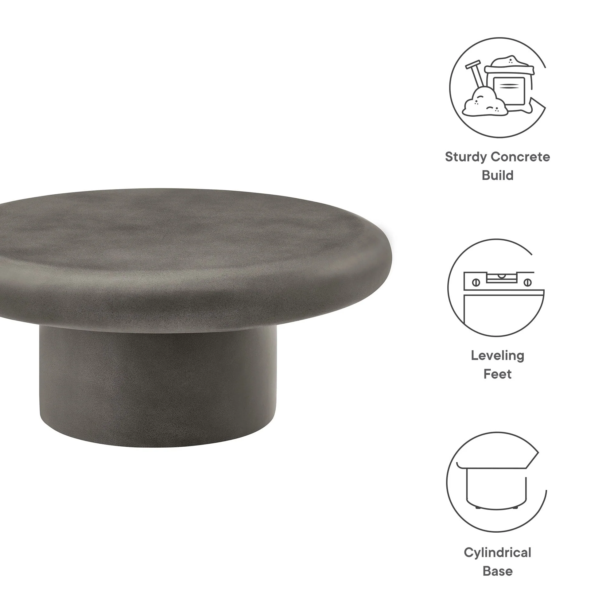 Argos Indoor - Outdoor Patio Concrete Round Coffee Table - Image 6
