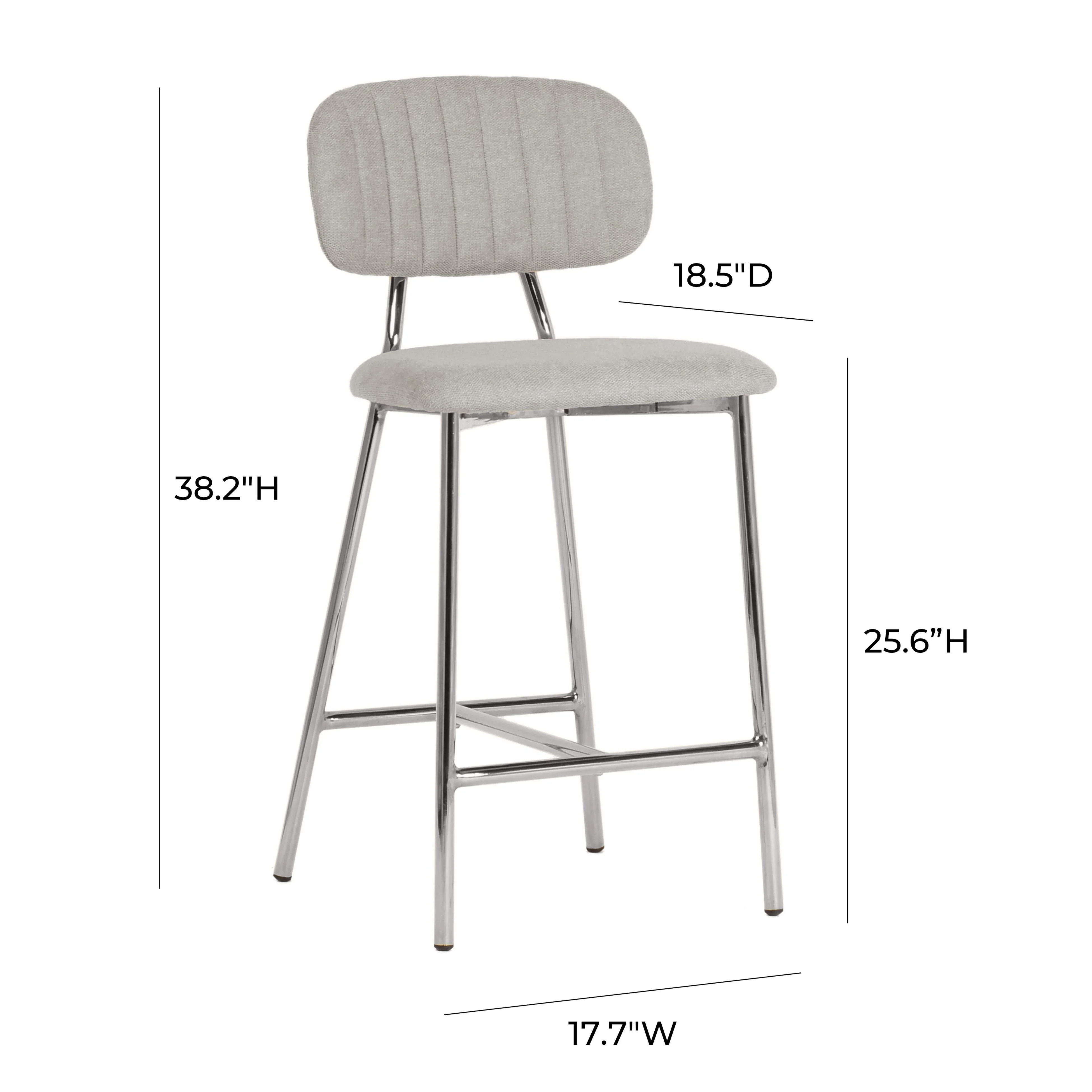 Ariana Grey Performance Fabric Counter Stool with Silver Legs - Set of 2 - Image 9