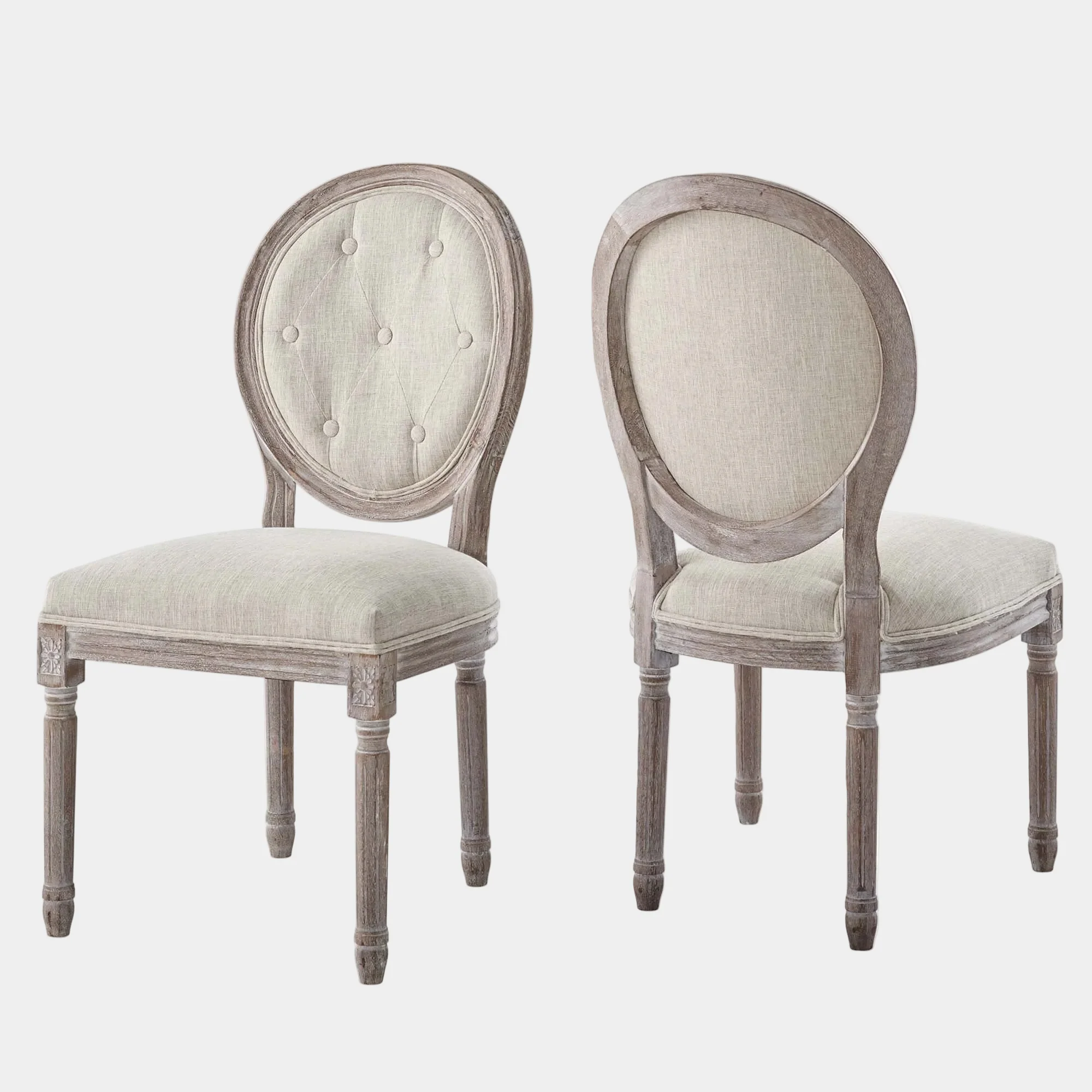 Arise Vintage French Upholstered Fabric Dining Side Chair Set of 2 - Image 10