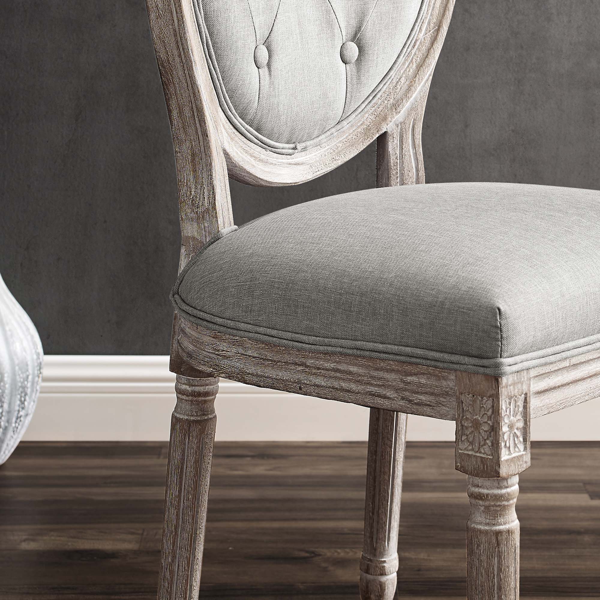Arise Vintage French Upholstered Fabric Dining Side Chair Set of 2 - Image 3