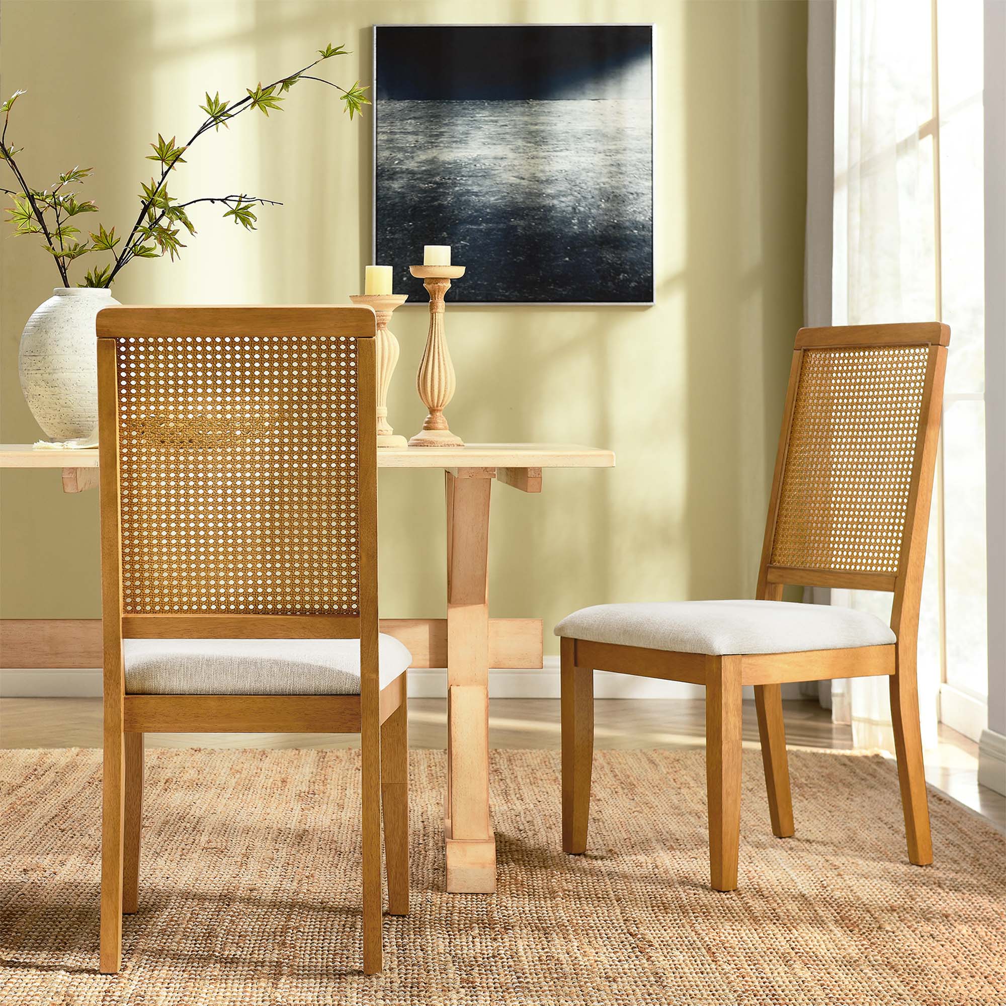 Arlo Faux Rattan and Wood Dining Side Chairs Set of 2 - Image 22