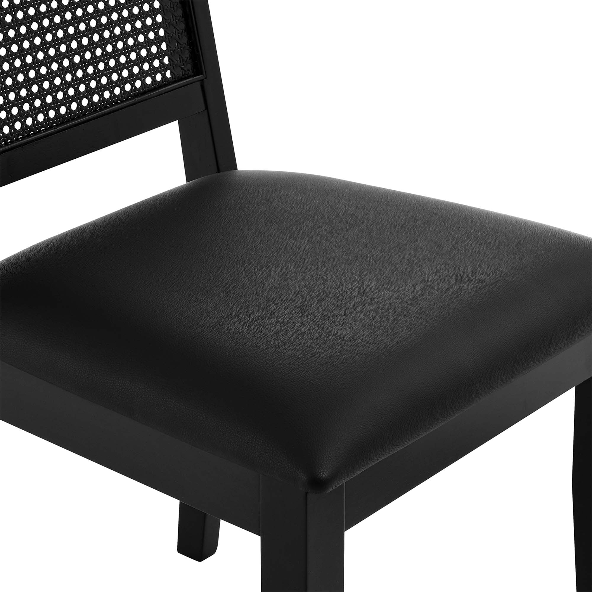 Arlo Vegan Leather Upholstered Faux Rattan and Wood Dining Side Chairs Set of 2 - Image 18
