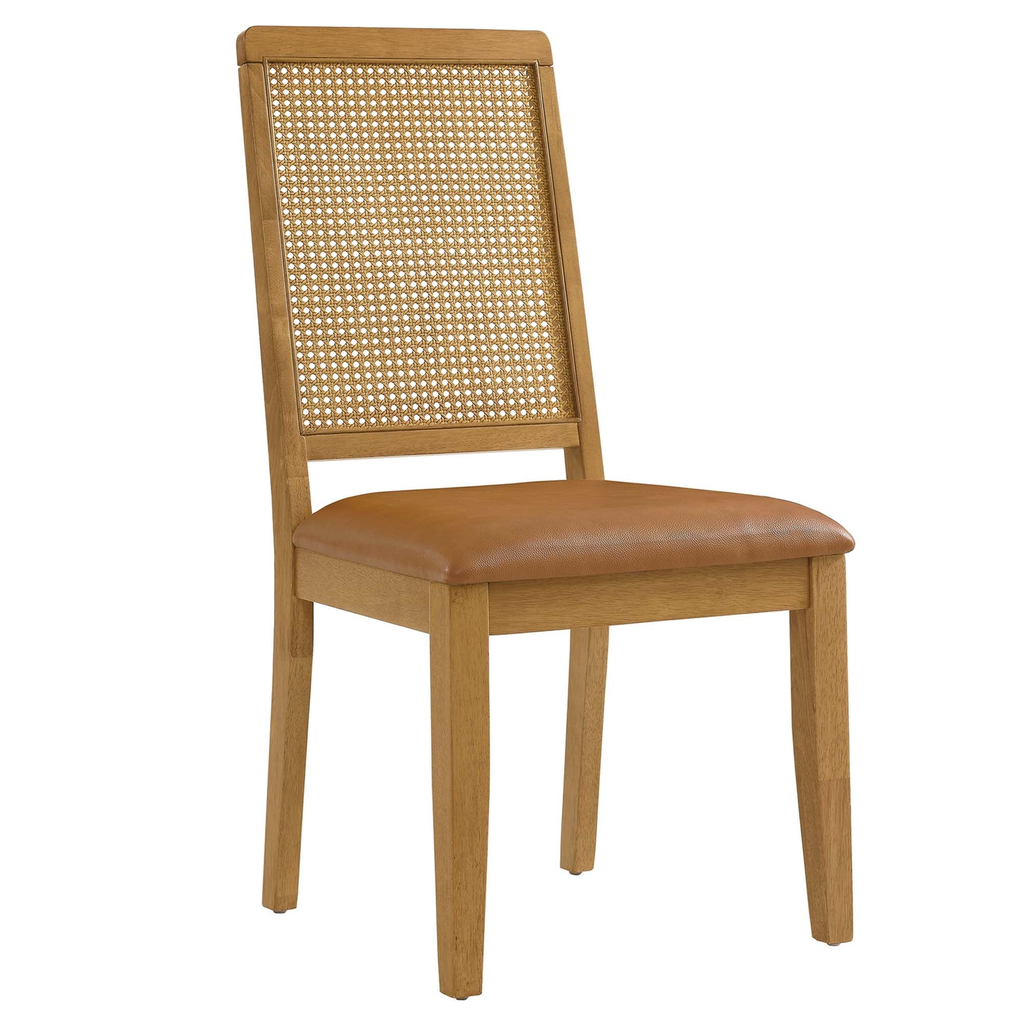 Arlo Vegan Leather Upholstered Faux Rattan and Wood Dining Side Chairs Set of 2 - Image 24