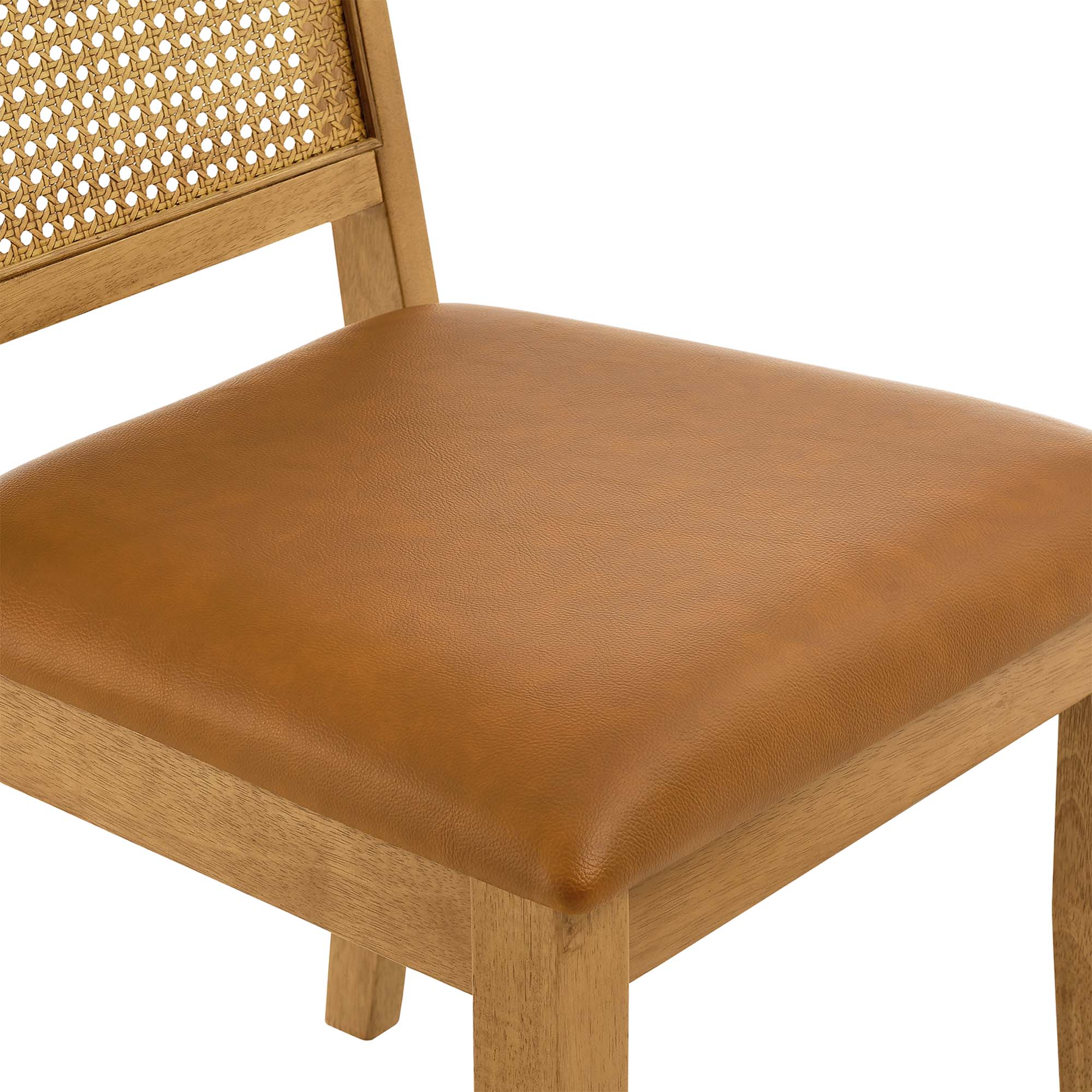Arlo Vegan Leather Upholstered Faux Rattan and Wood Dining Side Chairs Set of 2 - Image 28