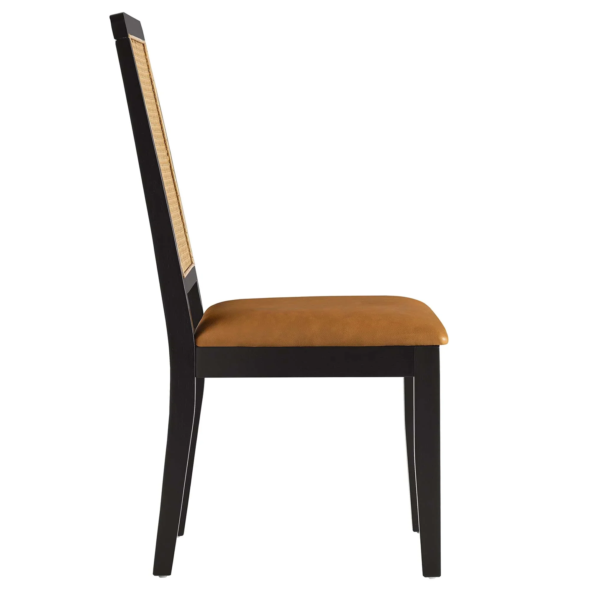 Arlo Vegan Leather Upholstered Faux Rattan and Wood Dining Side Chairs Set of 2 - Image 5
