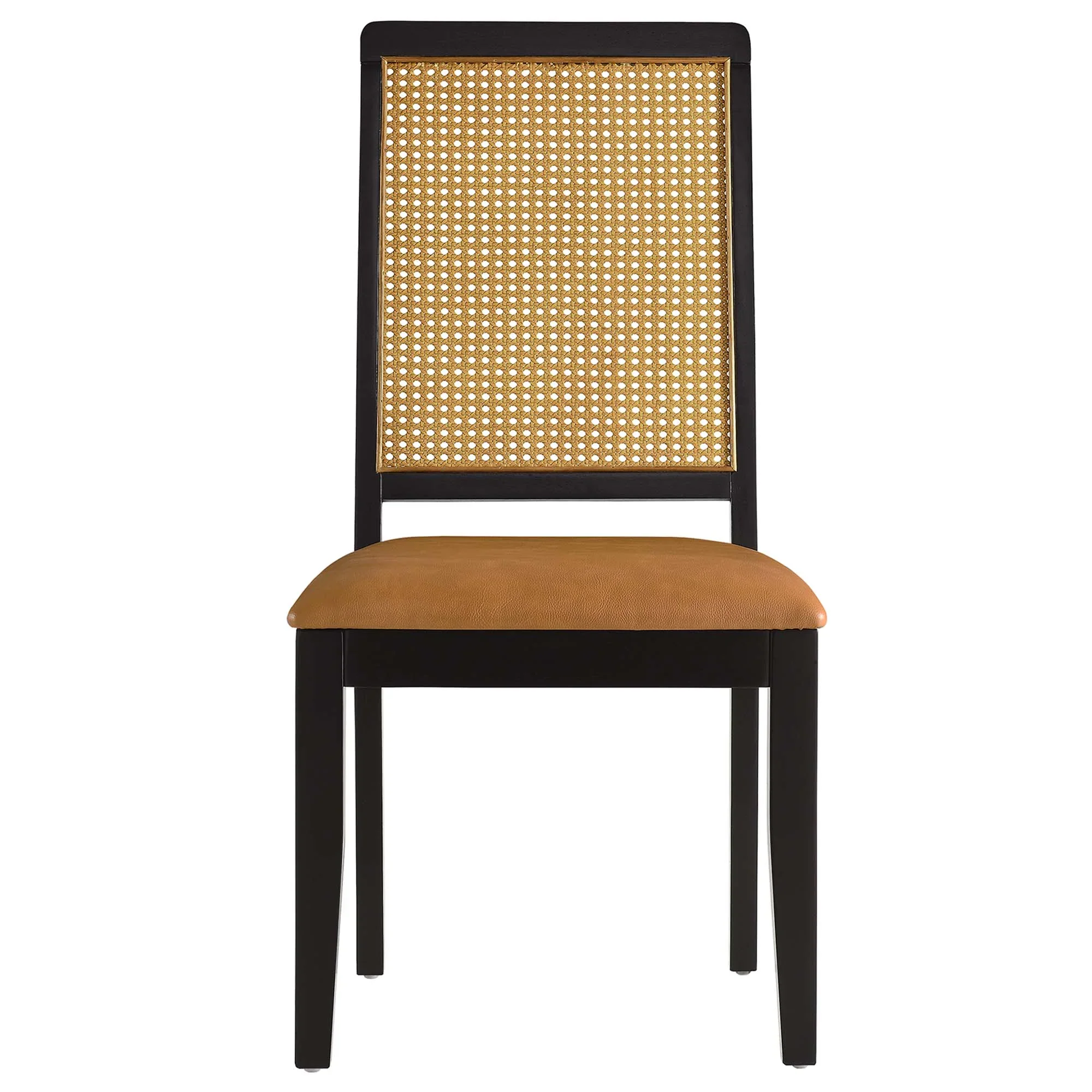 Arlo Vegan Leather Upholstered Faux Rattan and Wood Dining Side Chairs Set of 2 - Image 7