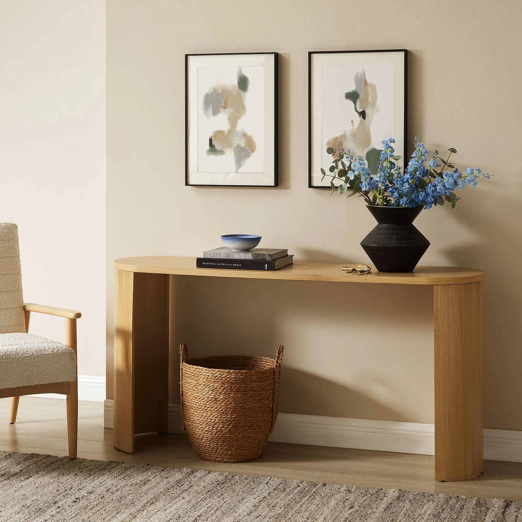 Aspect Oval Wood Entryway Console Table in Oak - Image 2