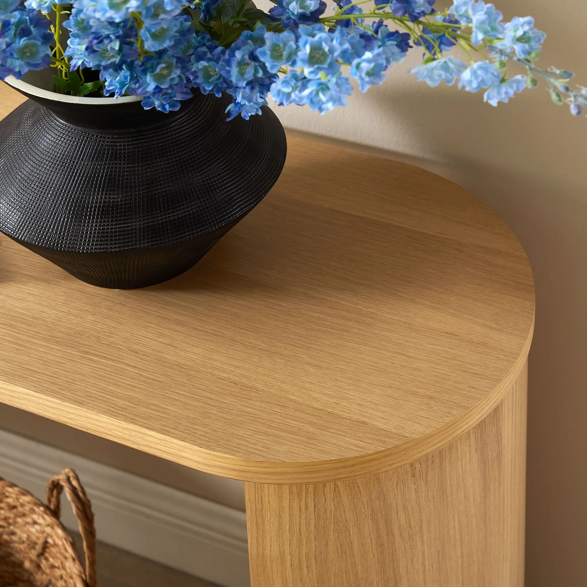 Aspect Oval Wood Entryway Console Table in Oak - Image 3