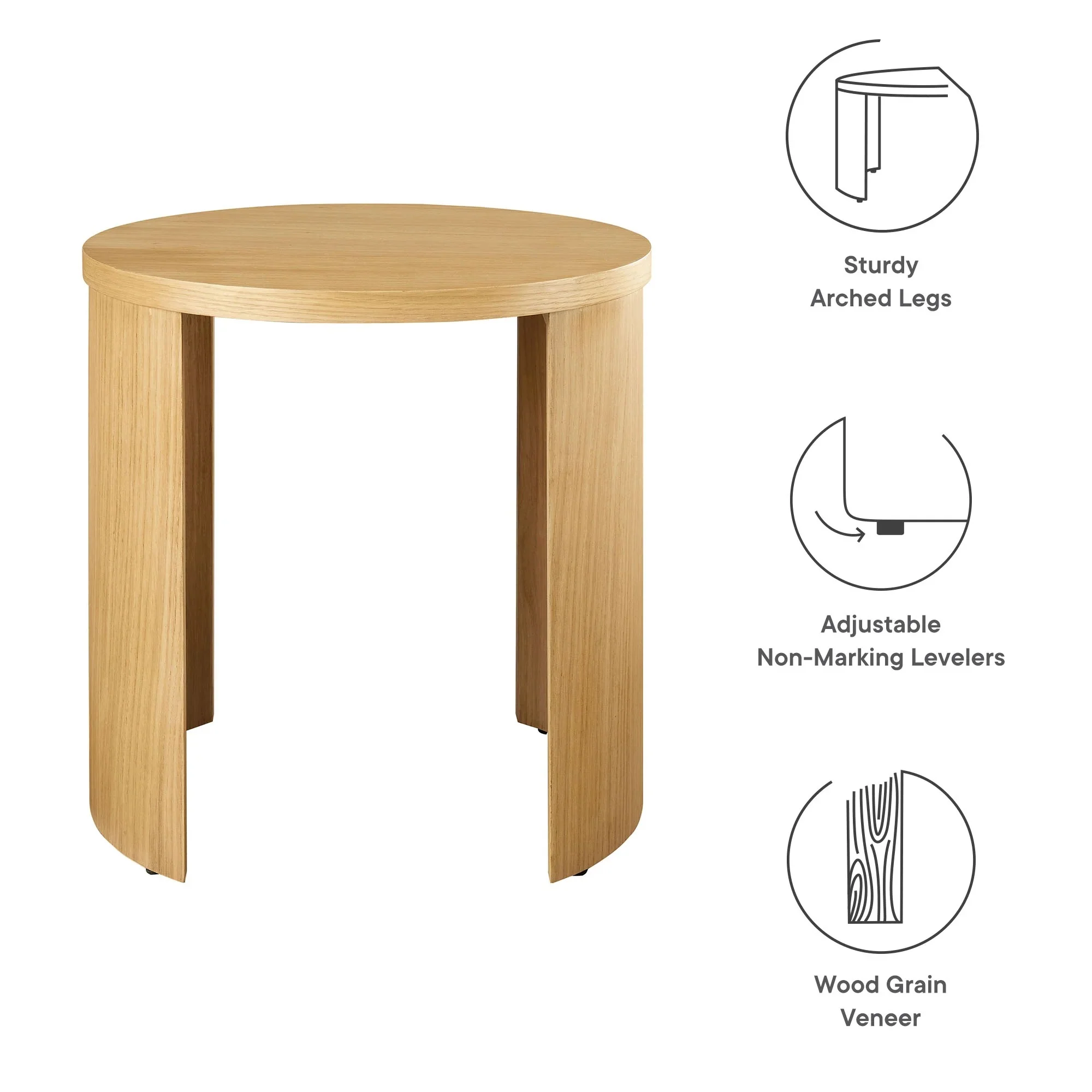 Aspect Round Wood End Table in Oak - Image 8