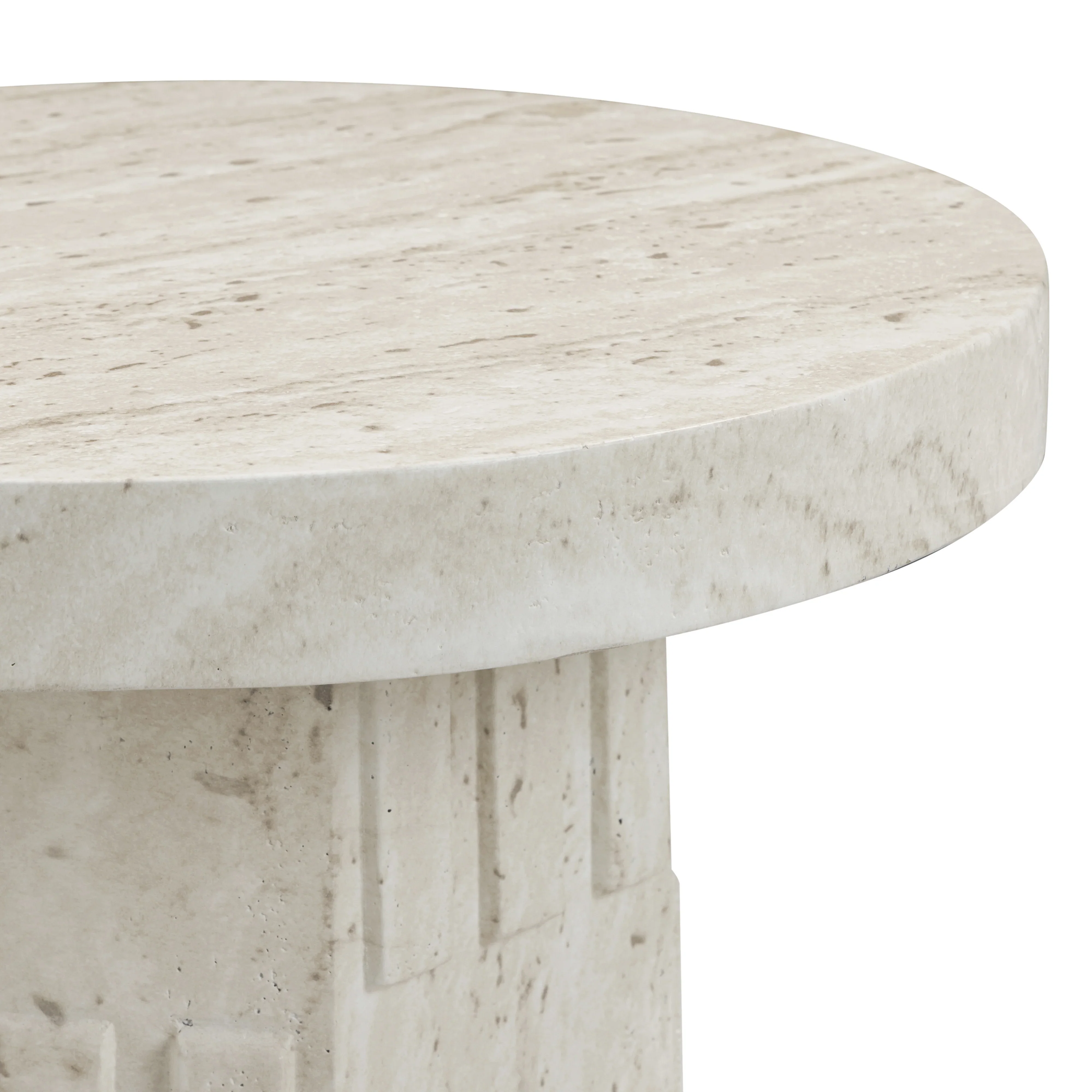 Asta Faux Travertine Indoor/Outdoor Concrete Side Table - Image 4