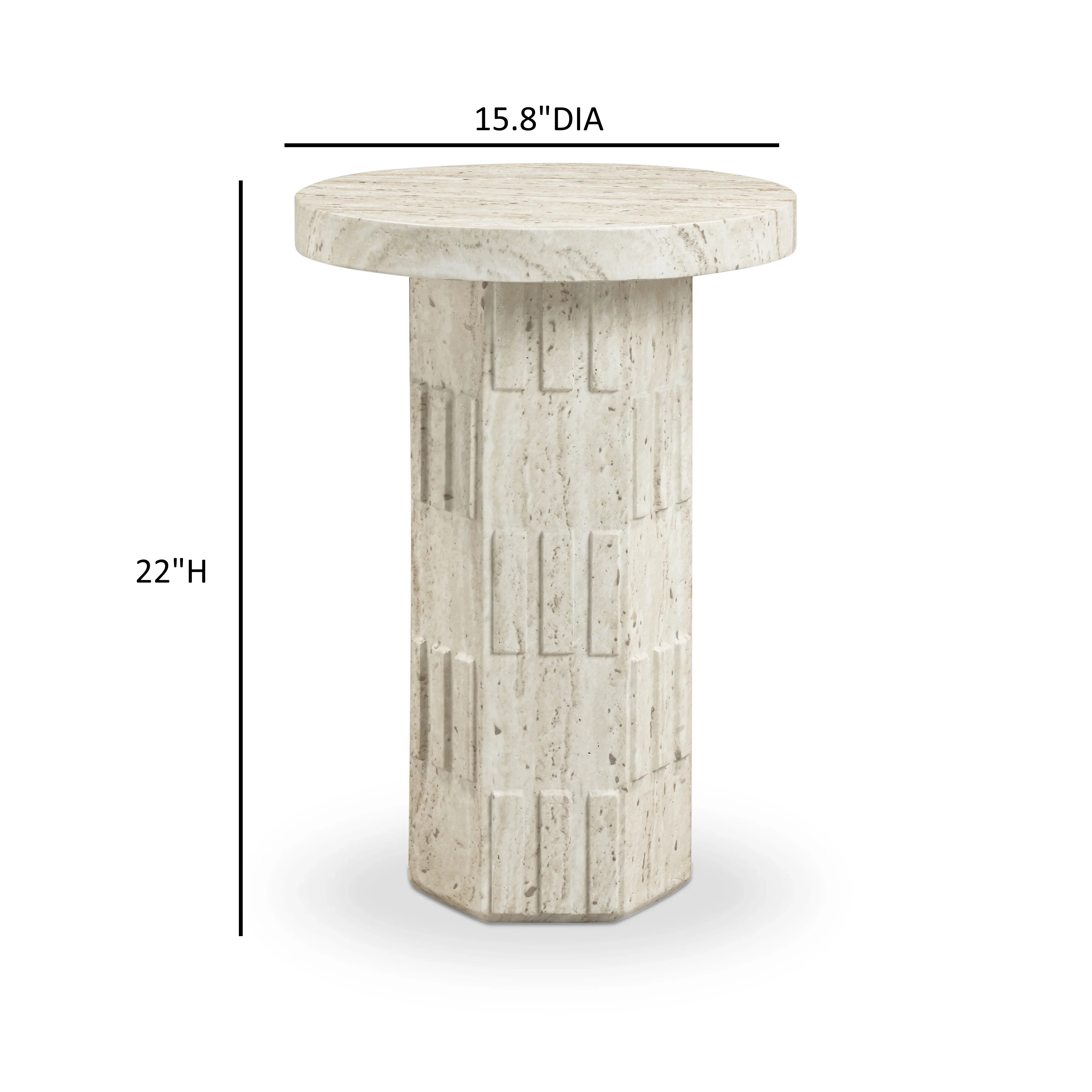 Asta Faux Travertine Indoor/Outdoor Concrete Side Table - Image 7