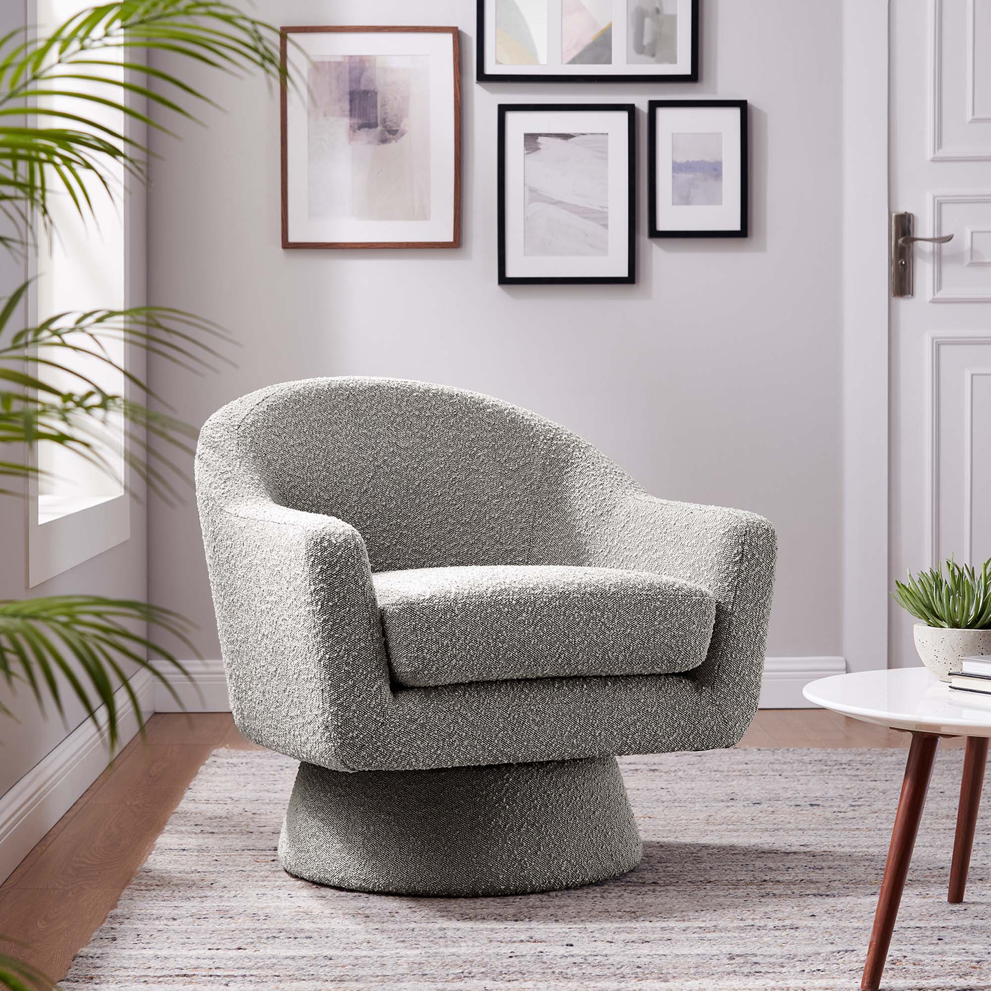 Astral Boucle Fabric Swivel Chair - Image 11