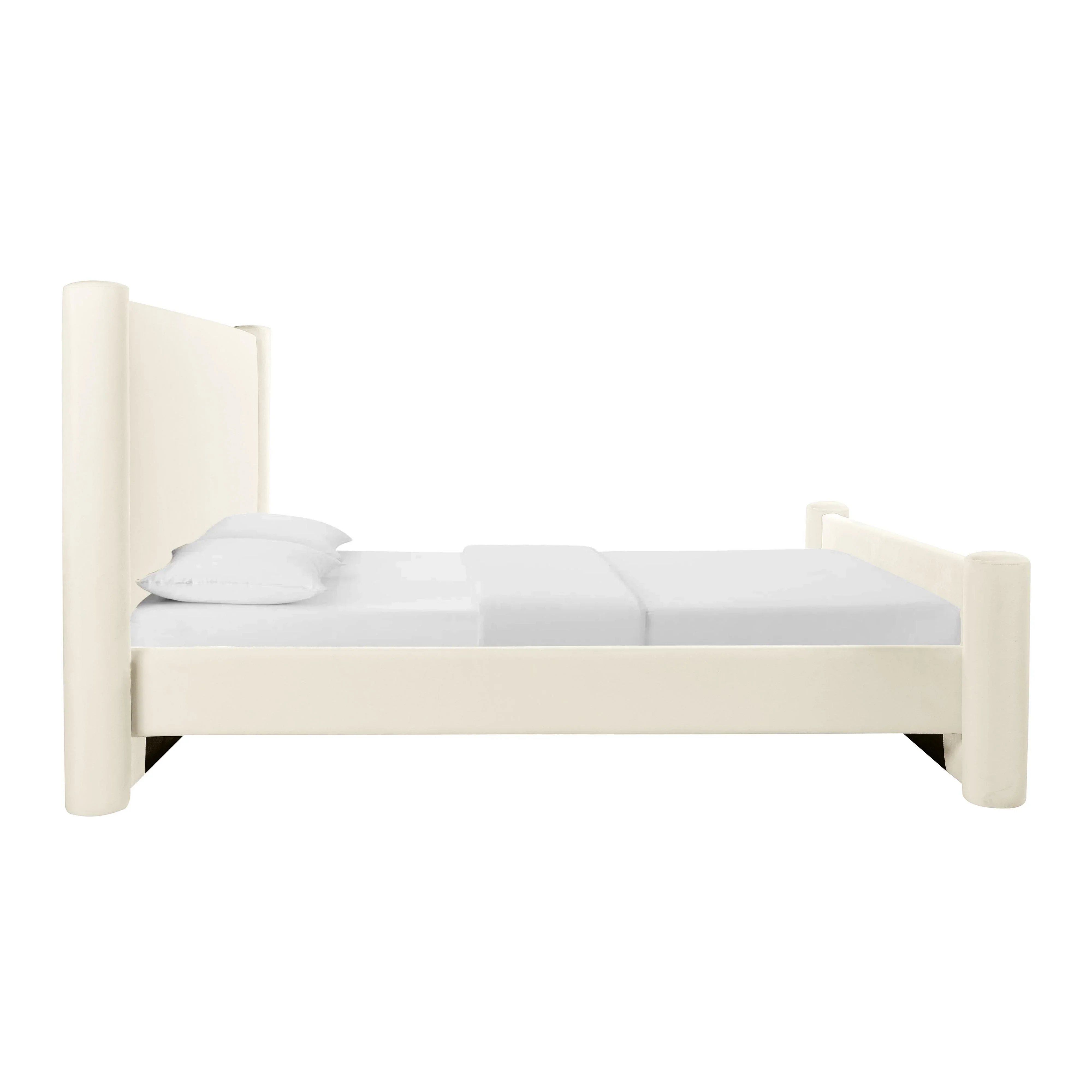 Athara Cream Velvet Bed - Image 4