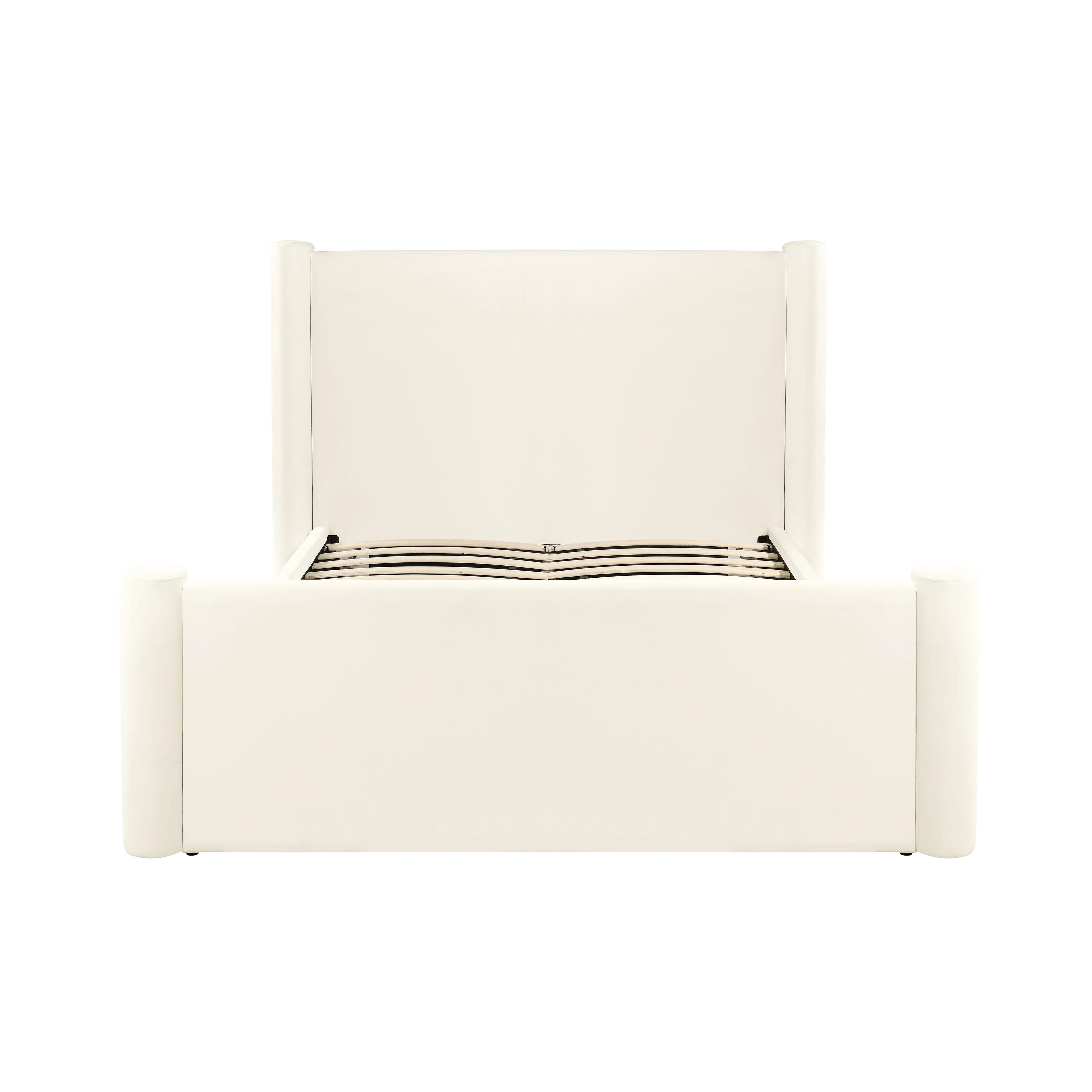 Athara Cream Velvet Bed - Image 6