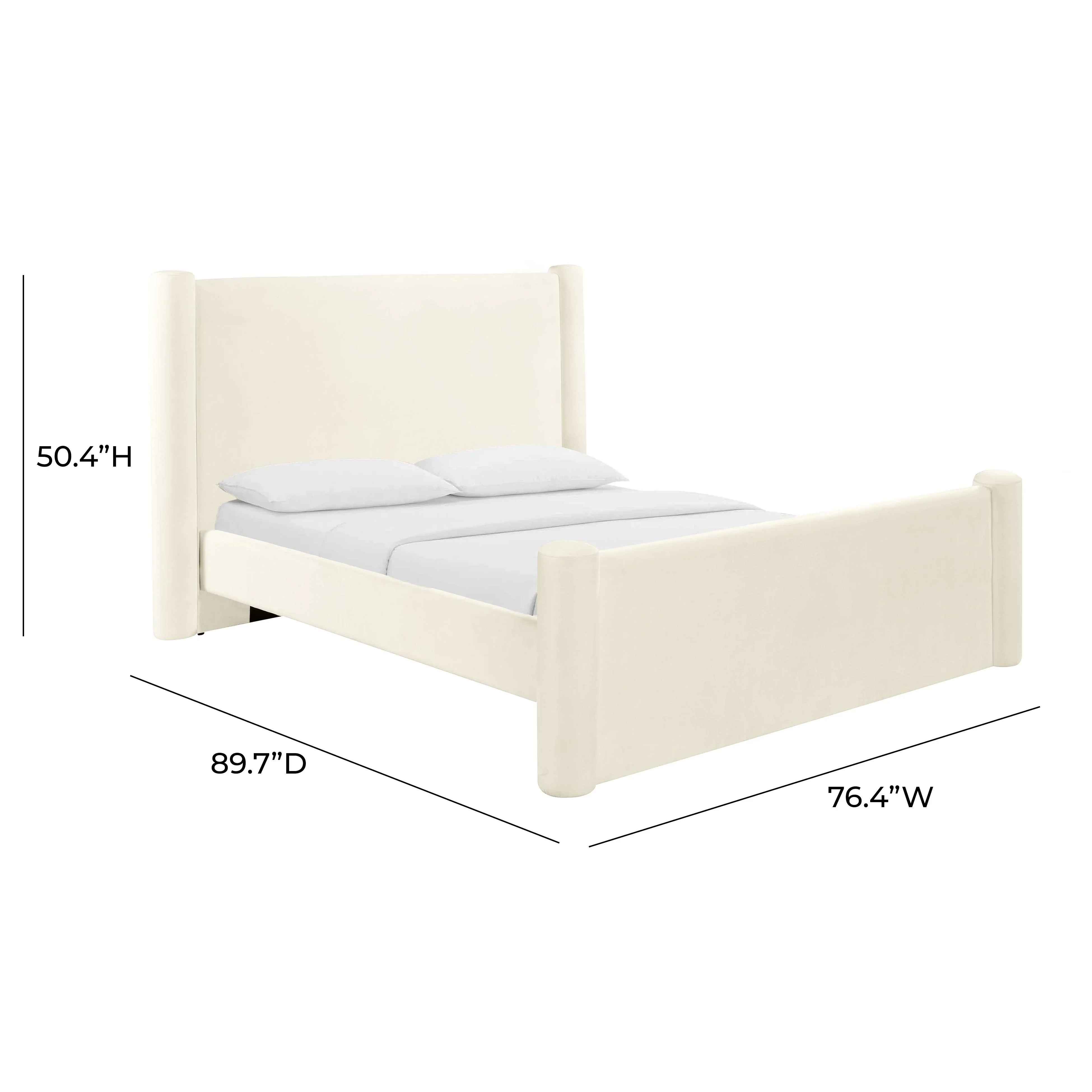 Athara Cream Velvet Bed - Image 8