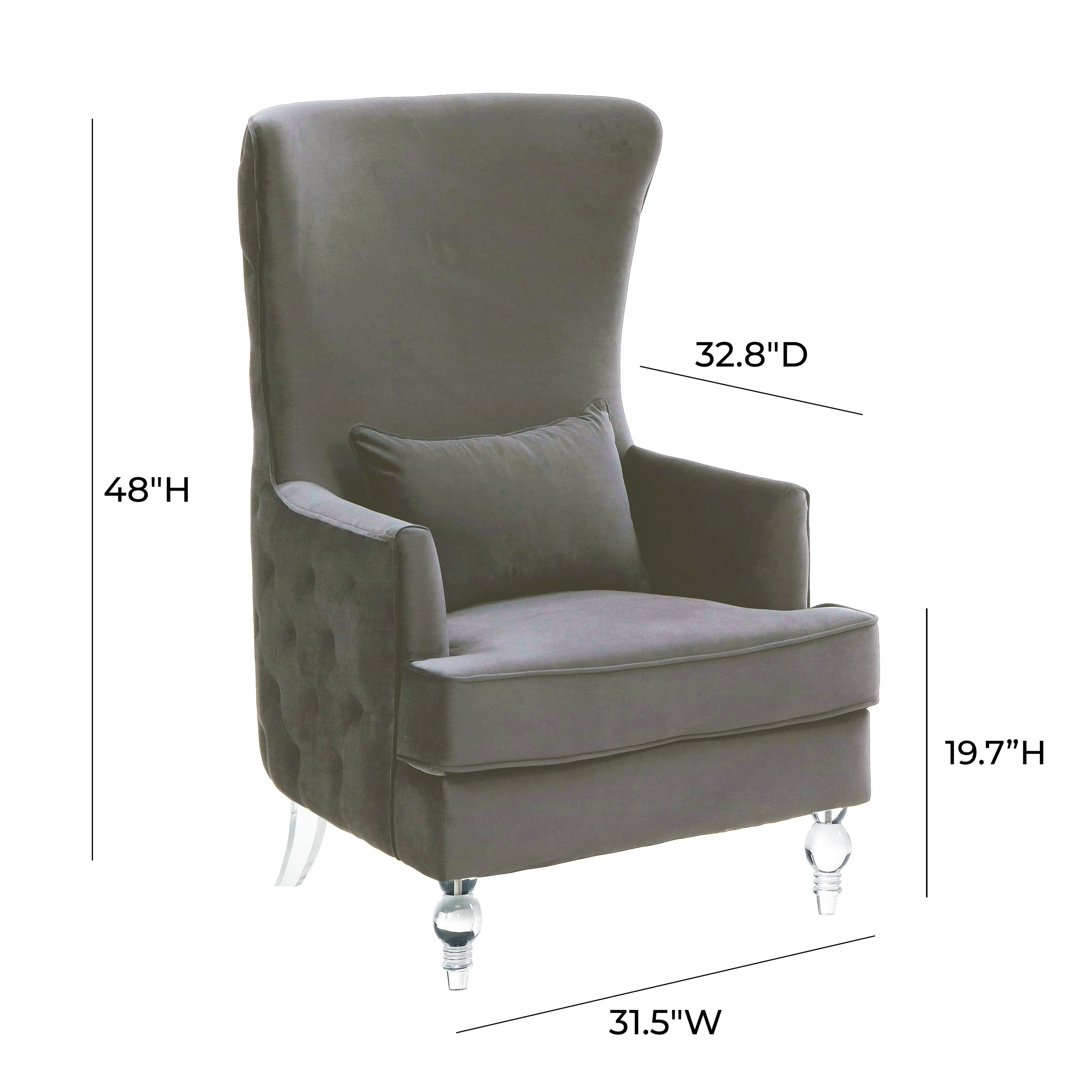 Aubree Performance Velvet Chair with Acrylic Legs - Image 4