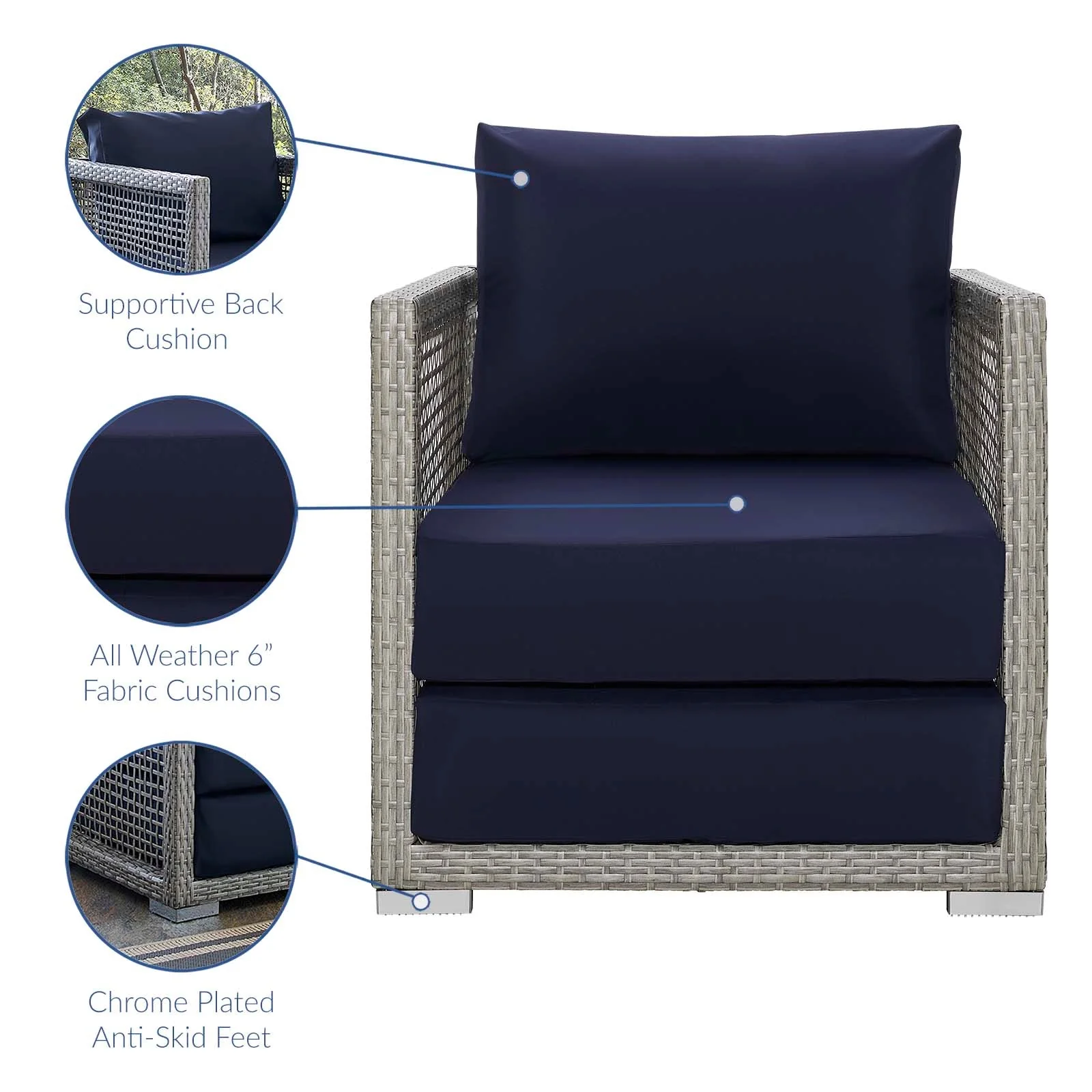 Aura 3 Piece Outdoor Patio Wicker Rattan Set - Image 17