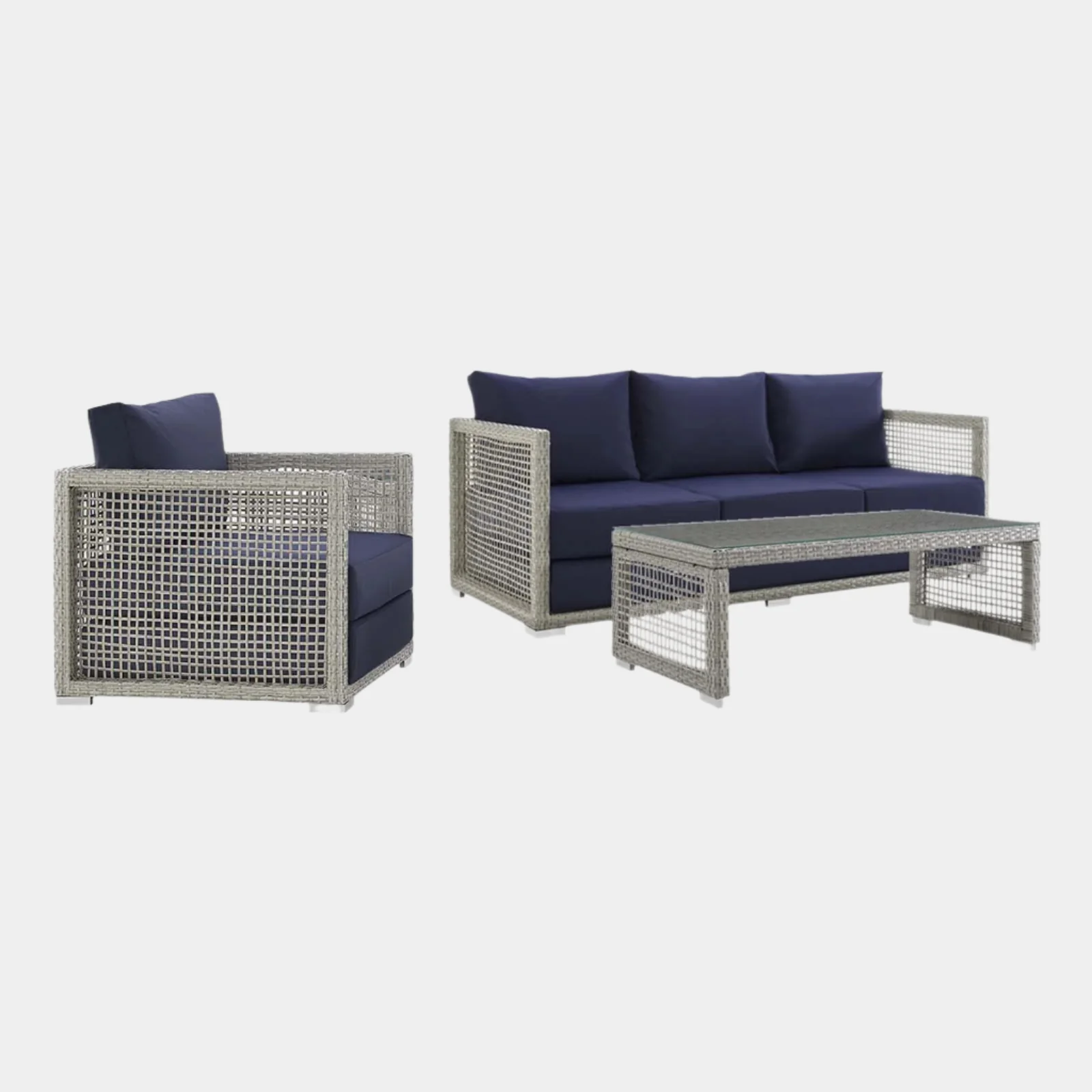 Aura 3 Piece Outdoor Patio Wicker Rattan Set - Image 10