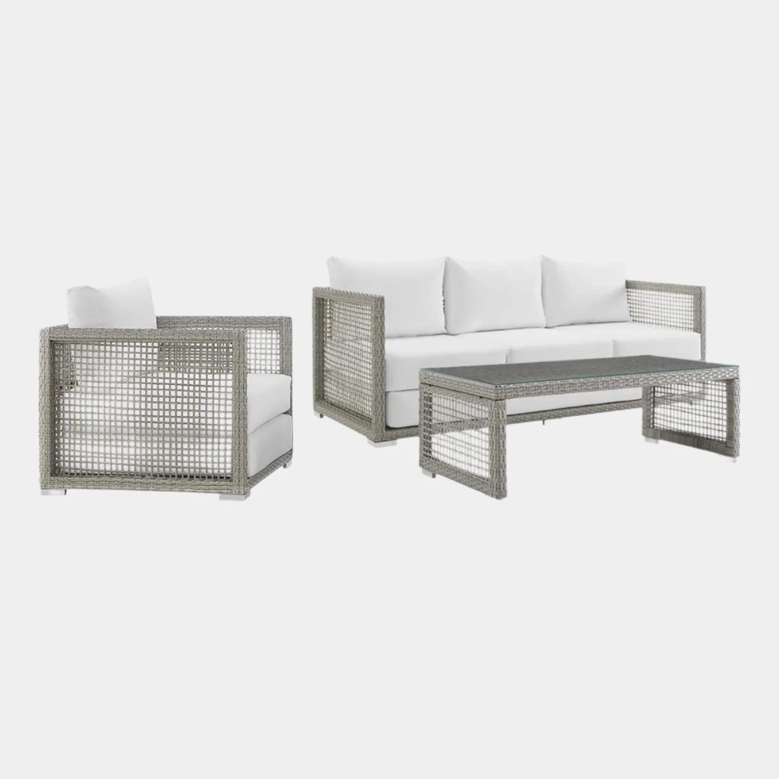 Aura 3 Piece Outdoor Patio Wicker Rattan Set - Image 19