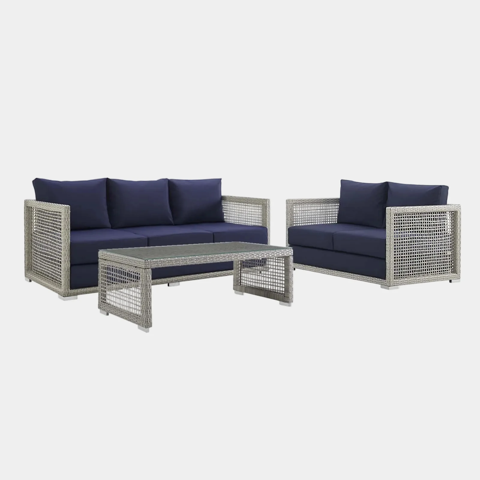Aura 3 Piece Outdoor Patio Wicker Rattan Set - Image 10