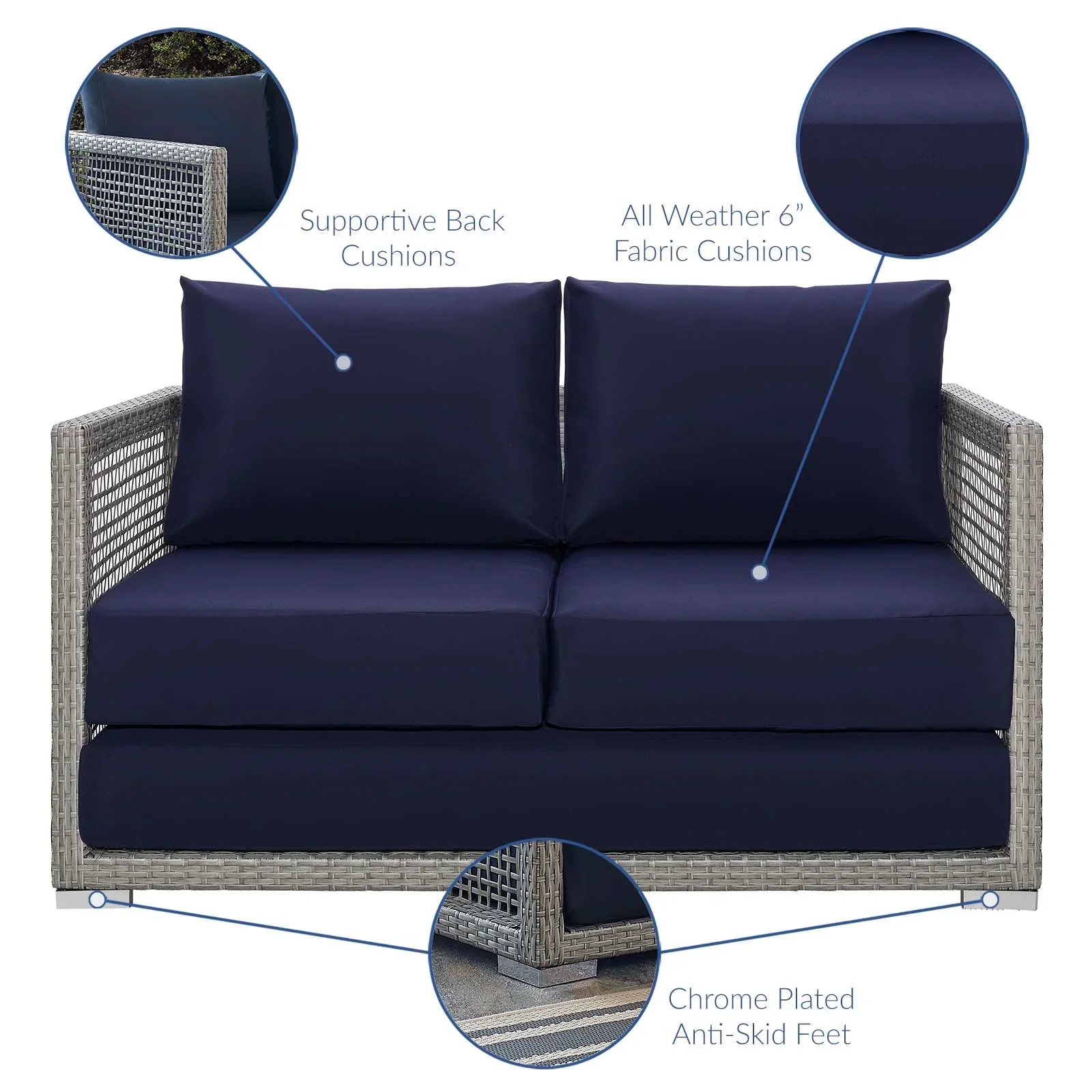 Aura 3 Piece Outdoor Patio Wicker Rattan Set - Image 17