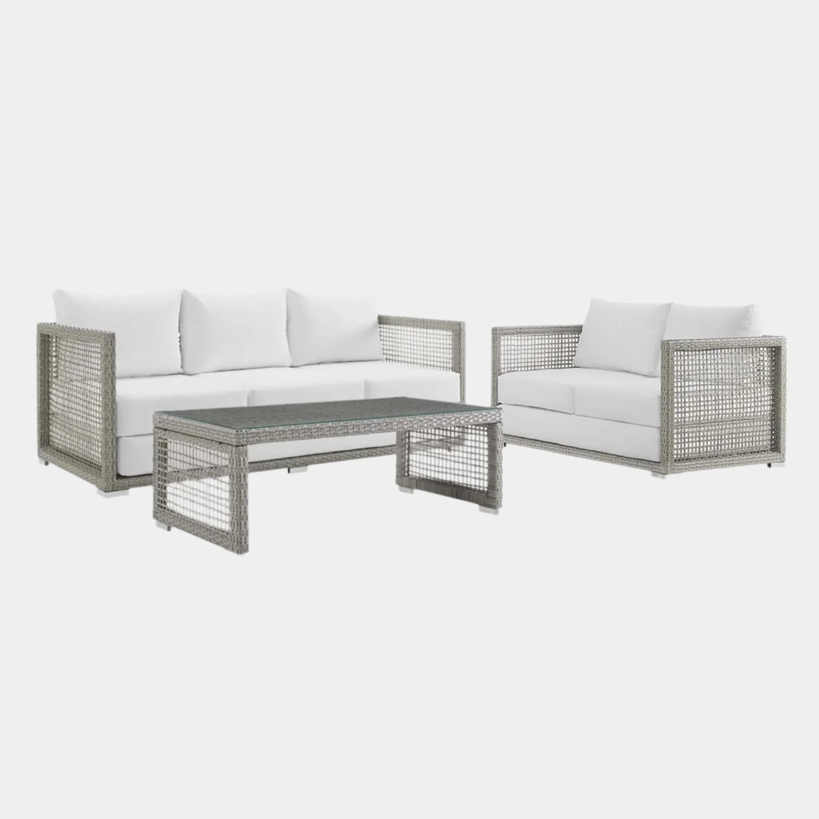 Aura 3 Piece Outdoor Patio Wicker Rattan Set - Image 19