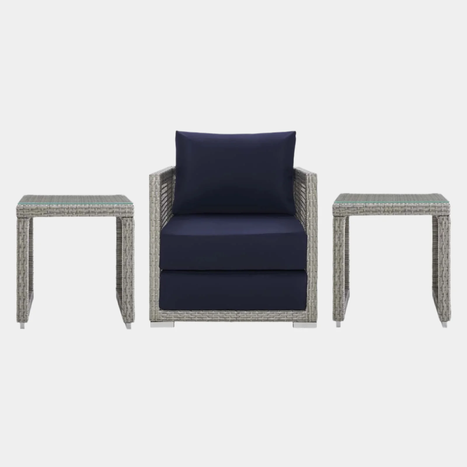 Aura 3 Piece Outdoor Patio Wicker Rattan Set - Image 10