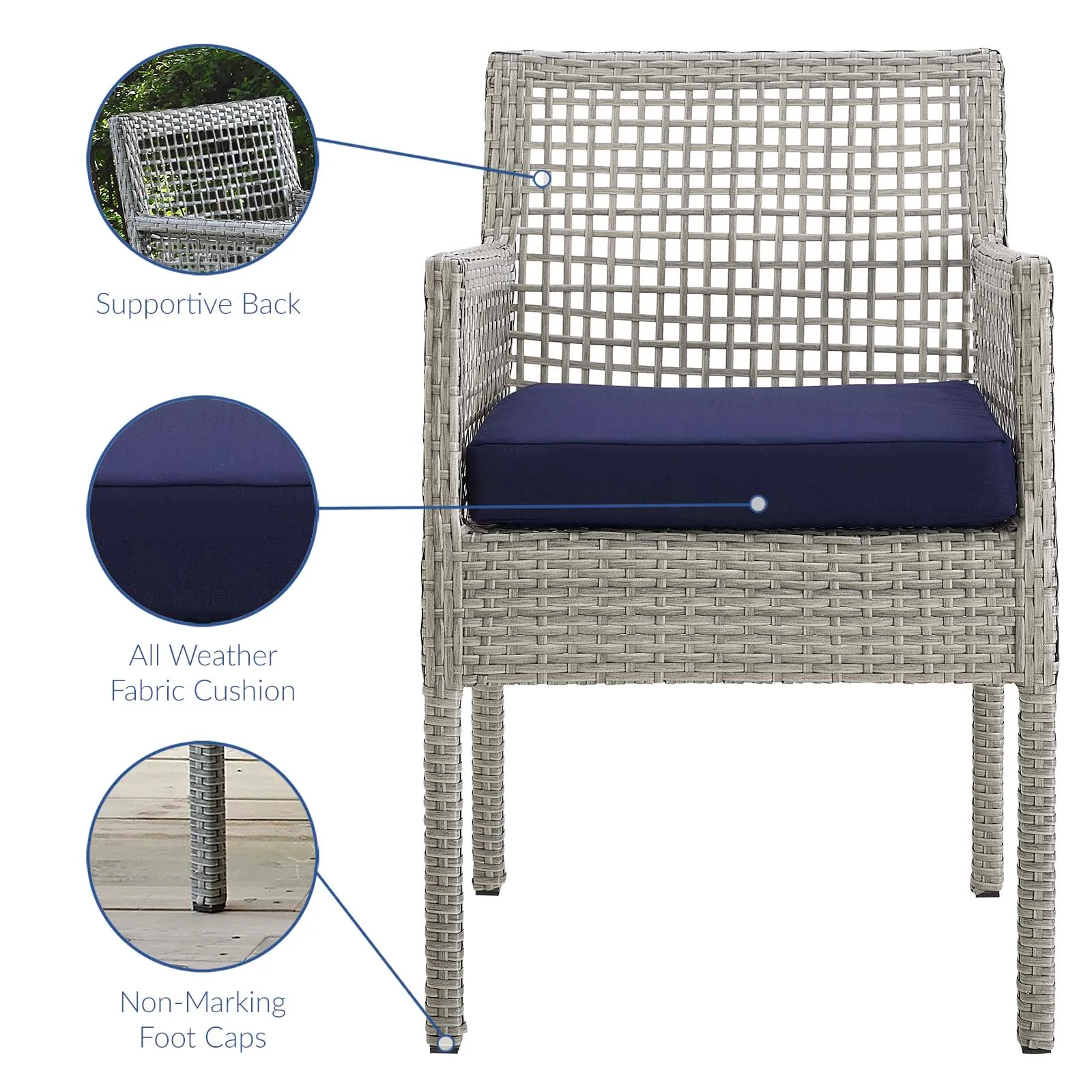 Aura Outdoor Patio Wicker Rattan Dining Armchair - Image 14