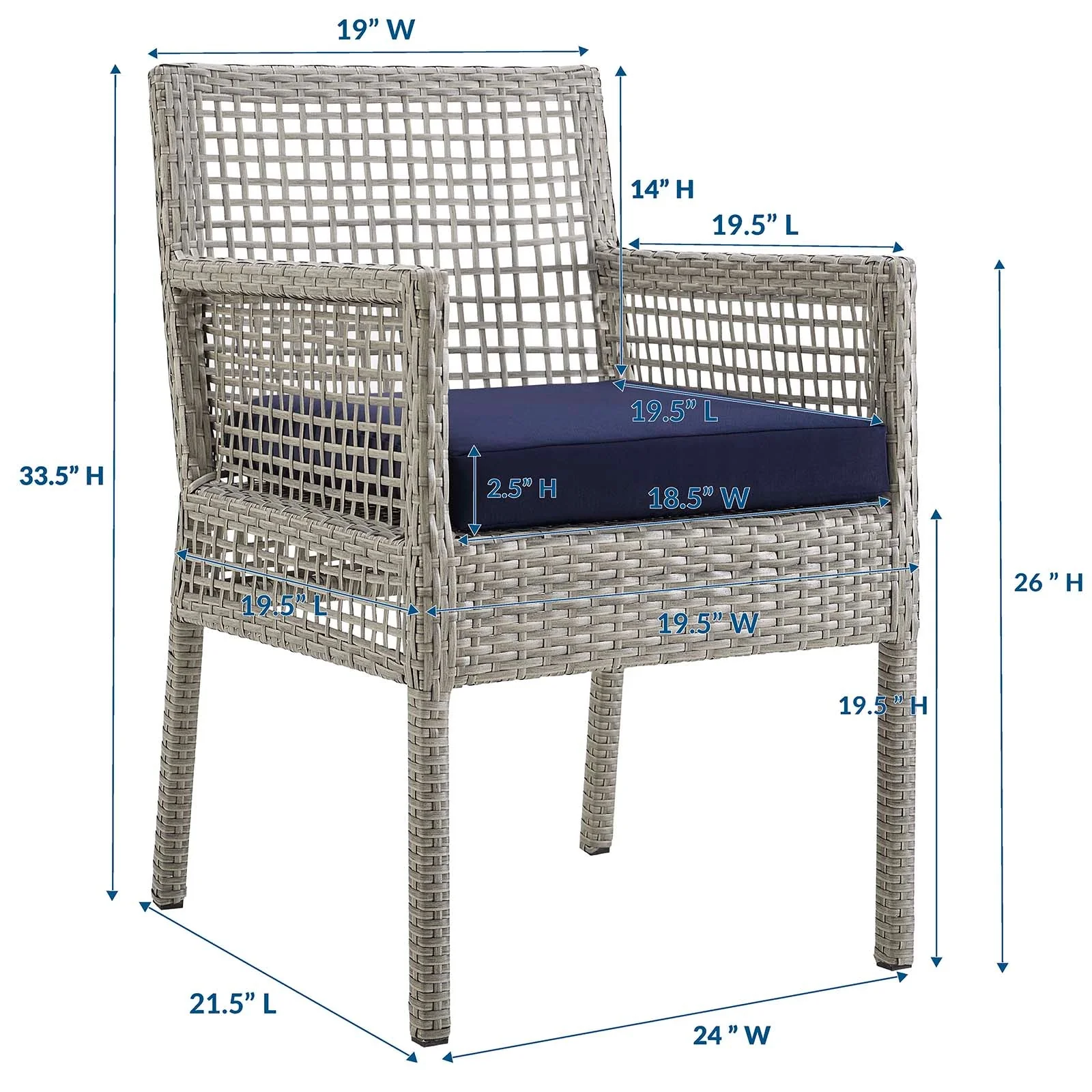 Aura Outdoor Patio Wicker Rattan Dining Armchair - Image 16
