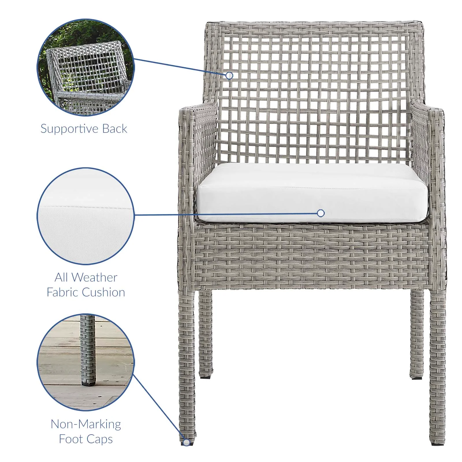 Aura Outdoor Patio Wicker Rattan Dining Armchair - Image 22