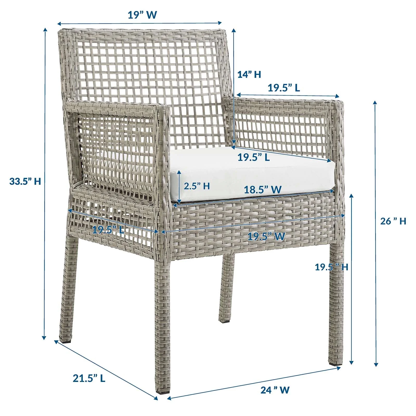 Aura Outdoor Patio Wicker Rattan Dining Armchair - Image 24