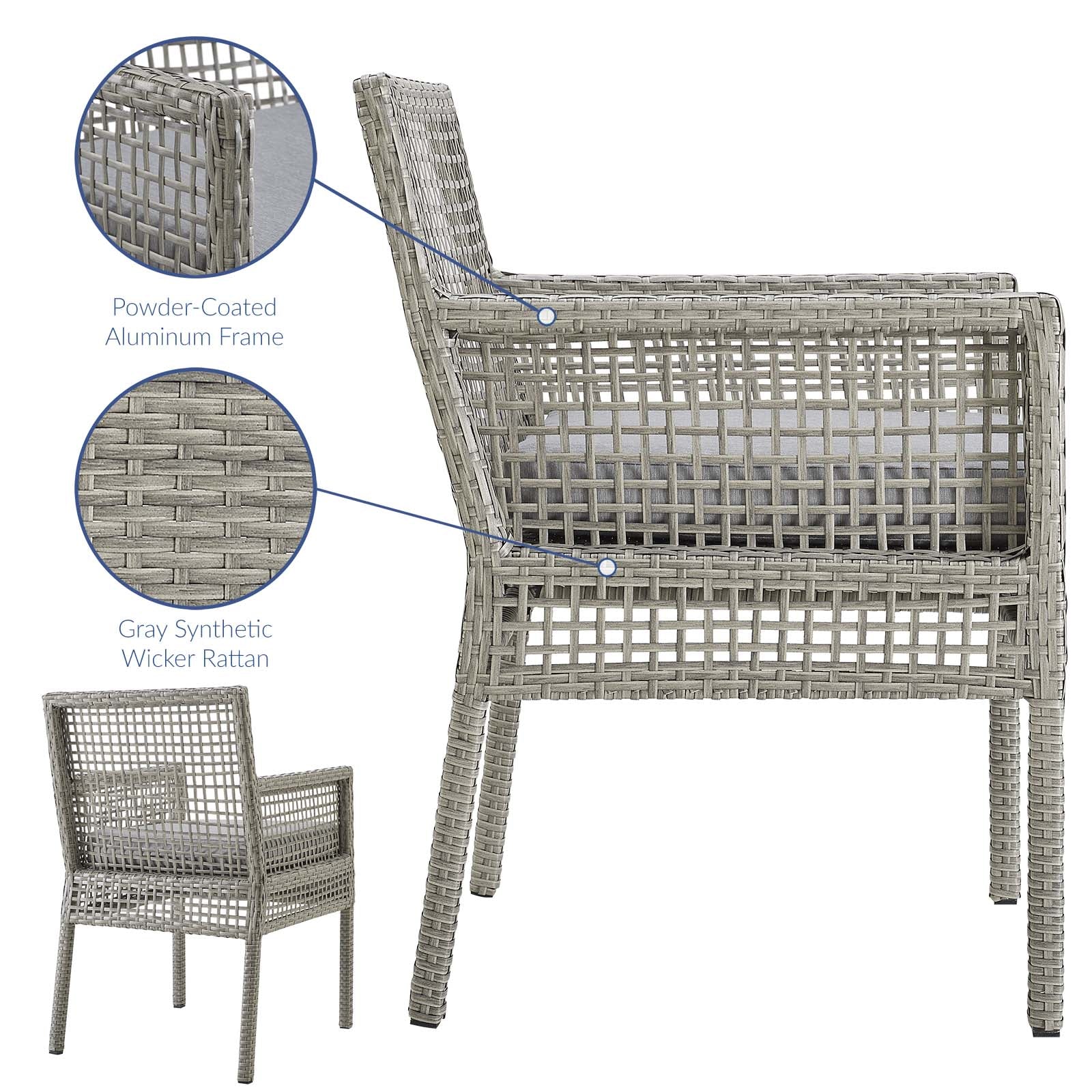 Aura Outdoor Patio Wicker Rattan Dining Armchair - Image 7